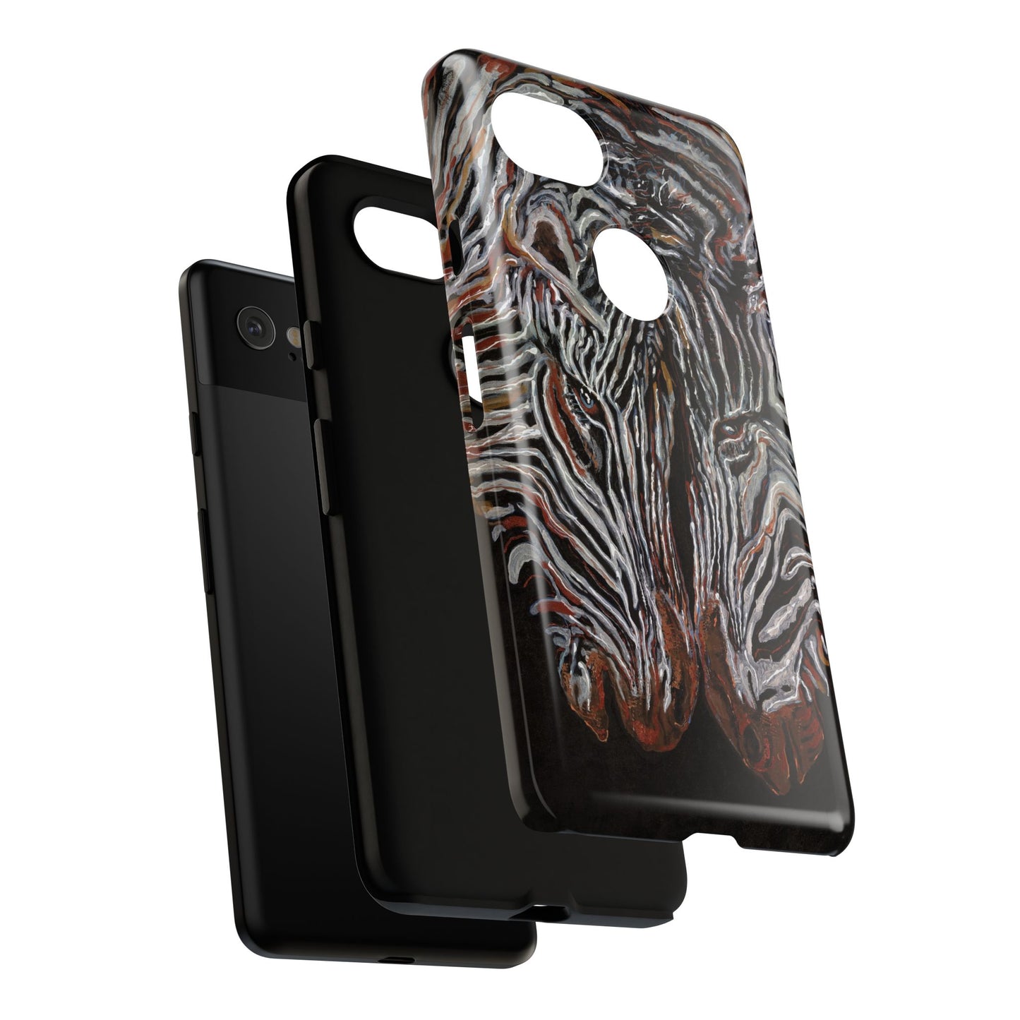 Artistic Zebra Phone Case Twin Zebra Image- Tough Protection for Wildlife Lovers