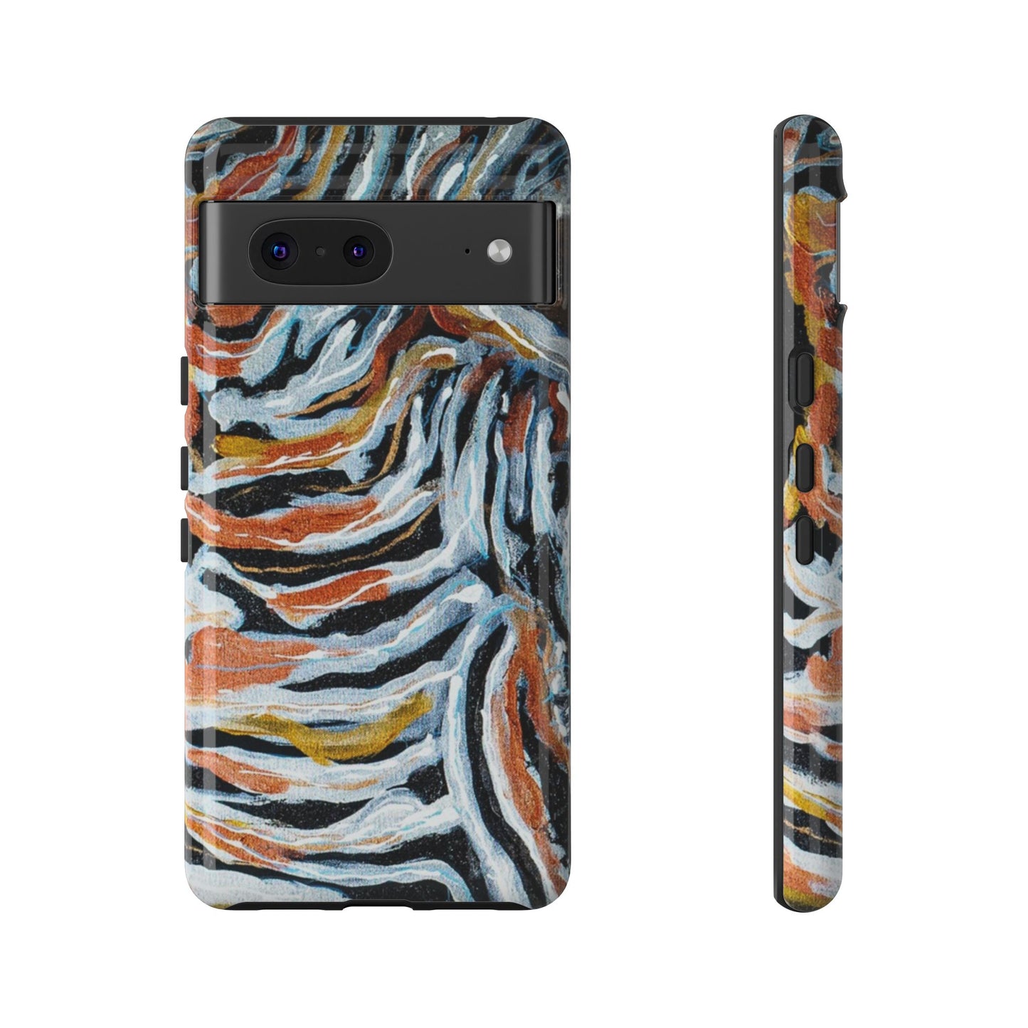 Artistic Tough Phone Case - Twin Zebras Image - Abstract Zebra Design