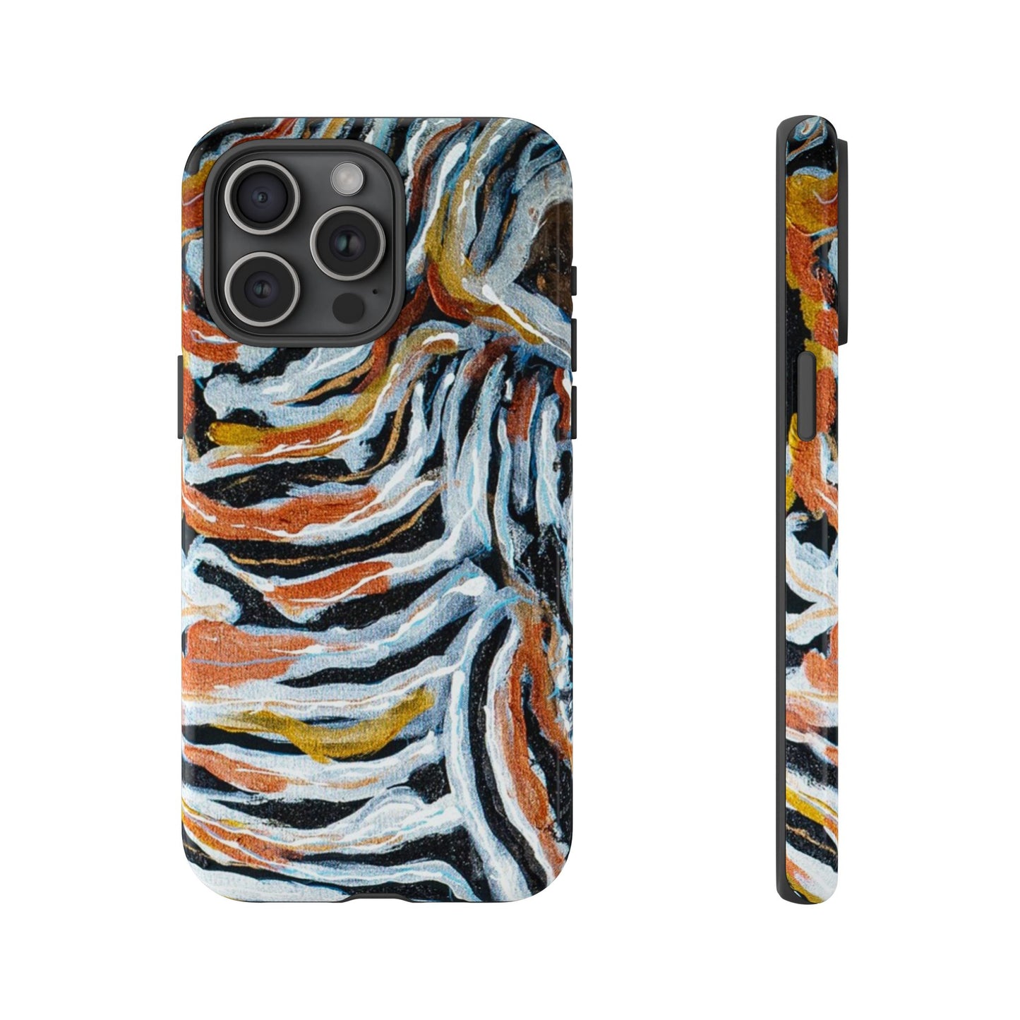 Artistic Tough Phone Case - Twin Zebras Image - Abstract Zebra Design