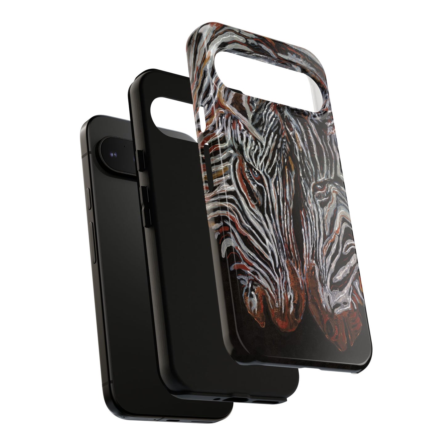 Artistic Zebra Phone Case Twin Zebra Image- Tough Protection for Wildlife Lovers