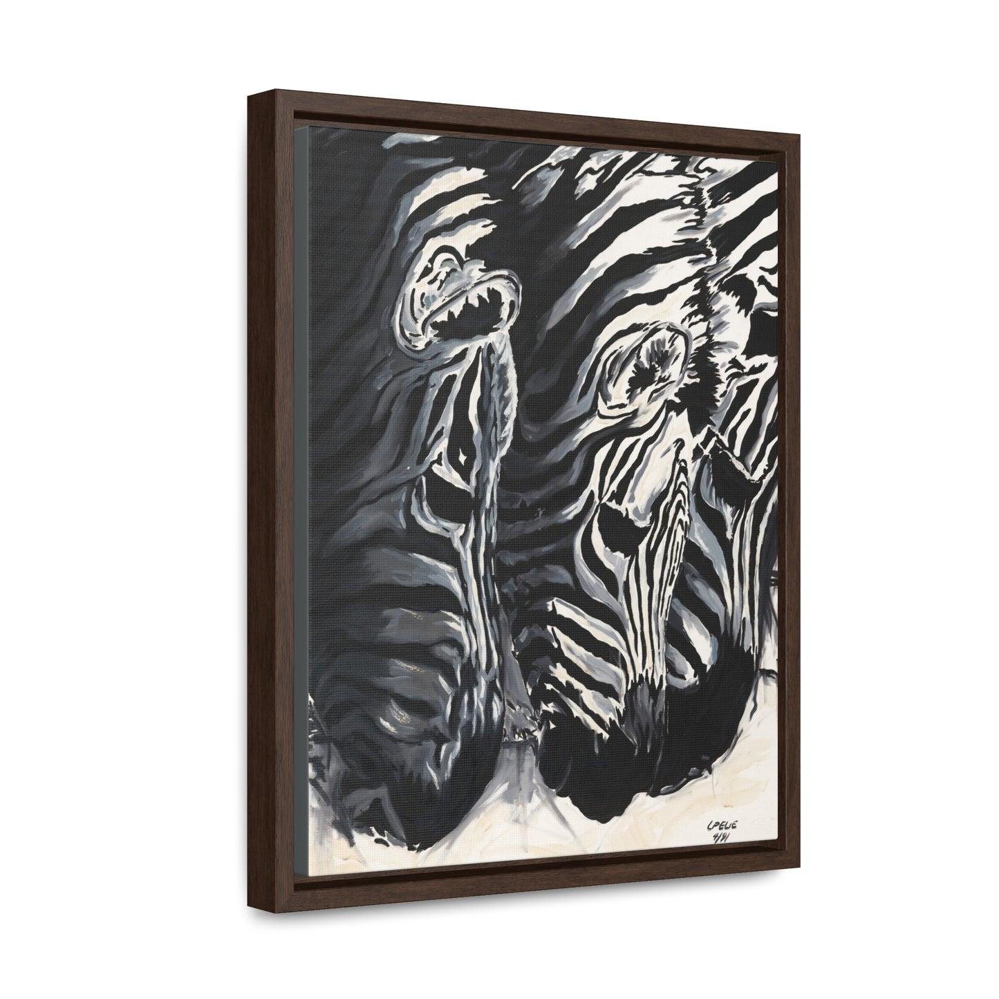 The Baby Zebras - Framed Canvas Print