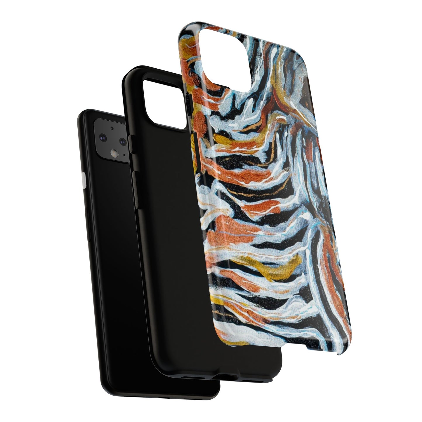 Artistic Tough Phone Case - Twin Zebras Image - Abstract Zebra Design