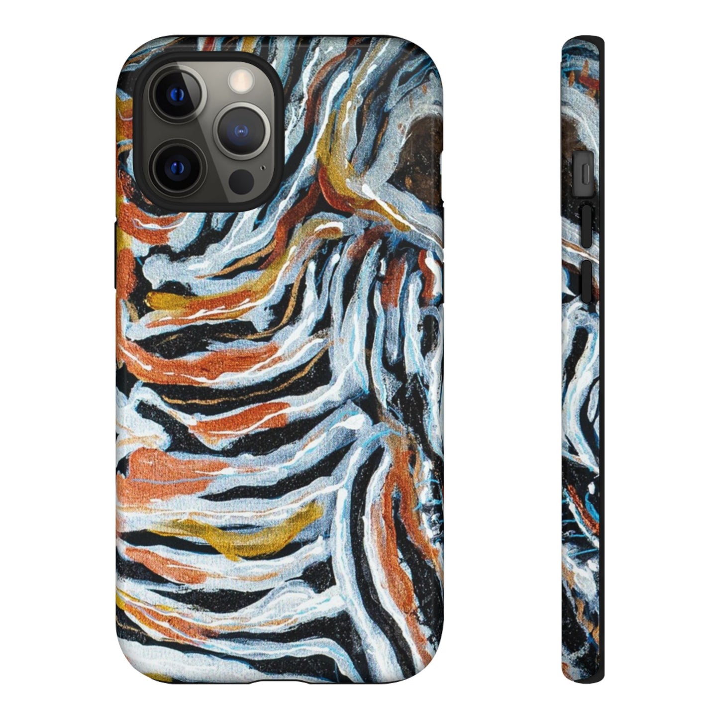 Artistic Tough Phone Case - Twin Zebras Image - Abstract Zebra Design