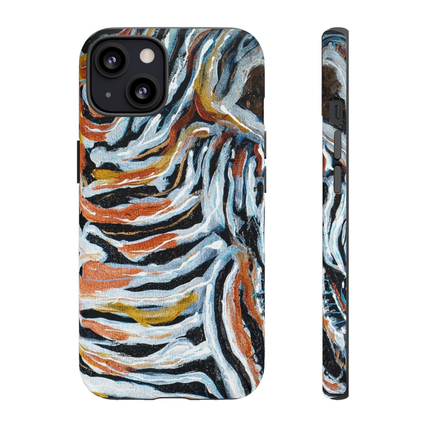 Artistic Tough Phone Case - Twin Zebras Image - Abstract Zebra Design