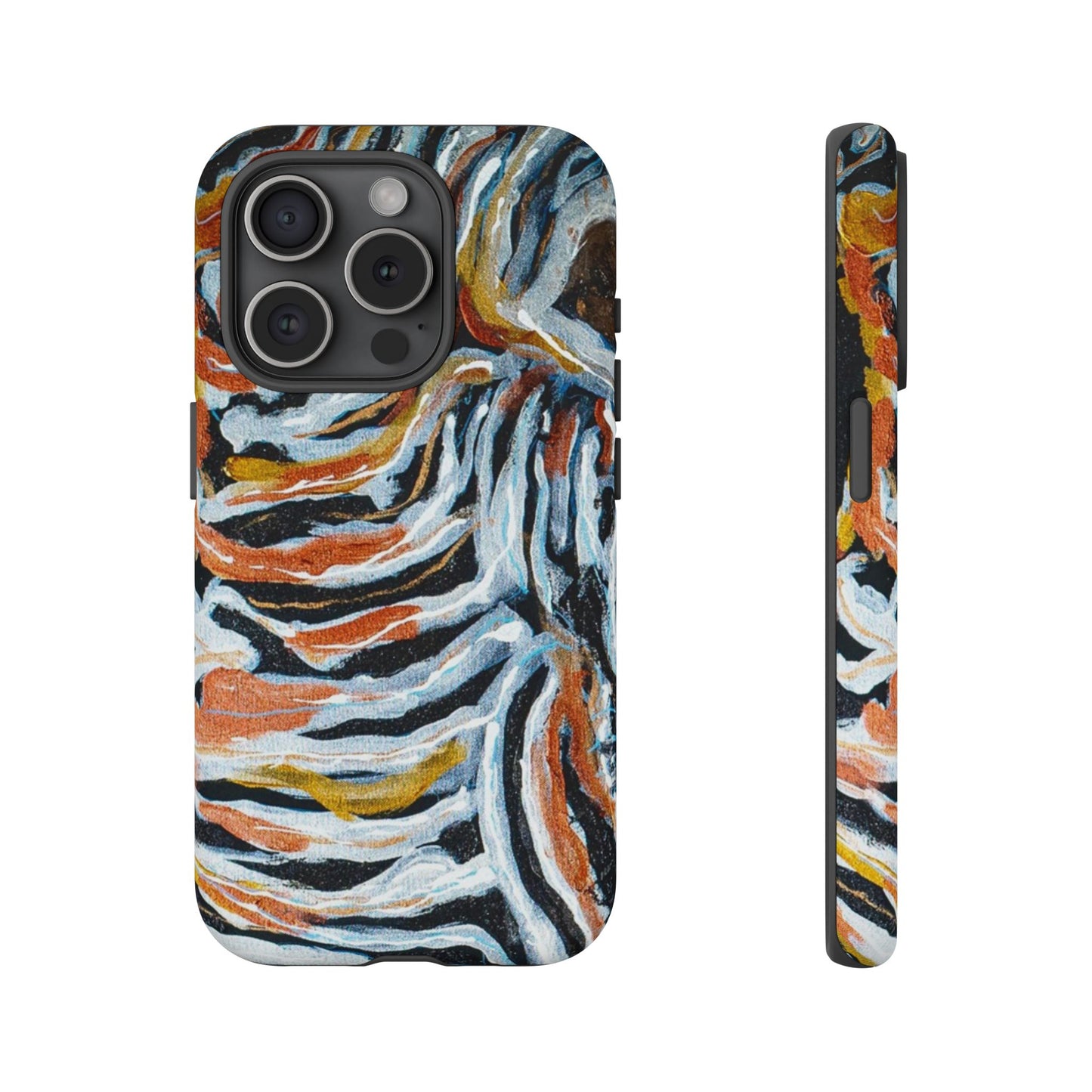 Artistic Tough Phone Case - Twin Zebras Image - Abstract Zebra Design