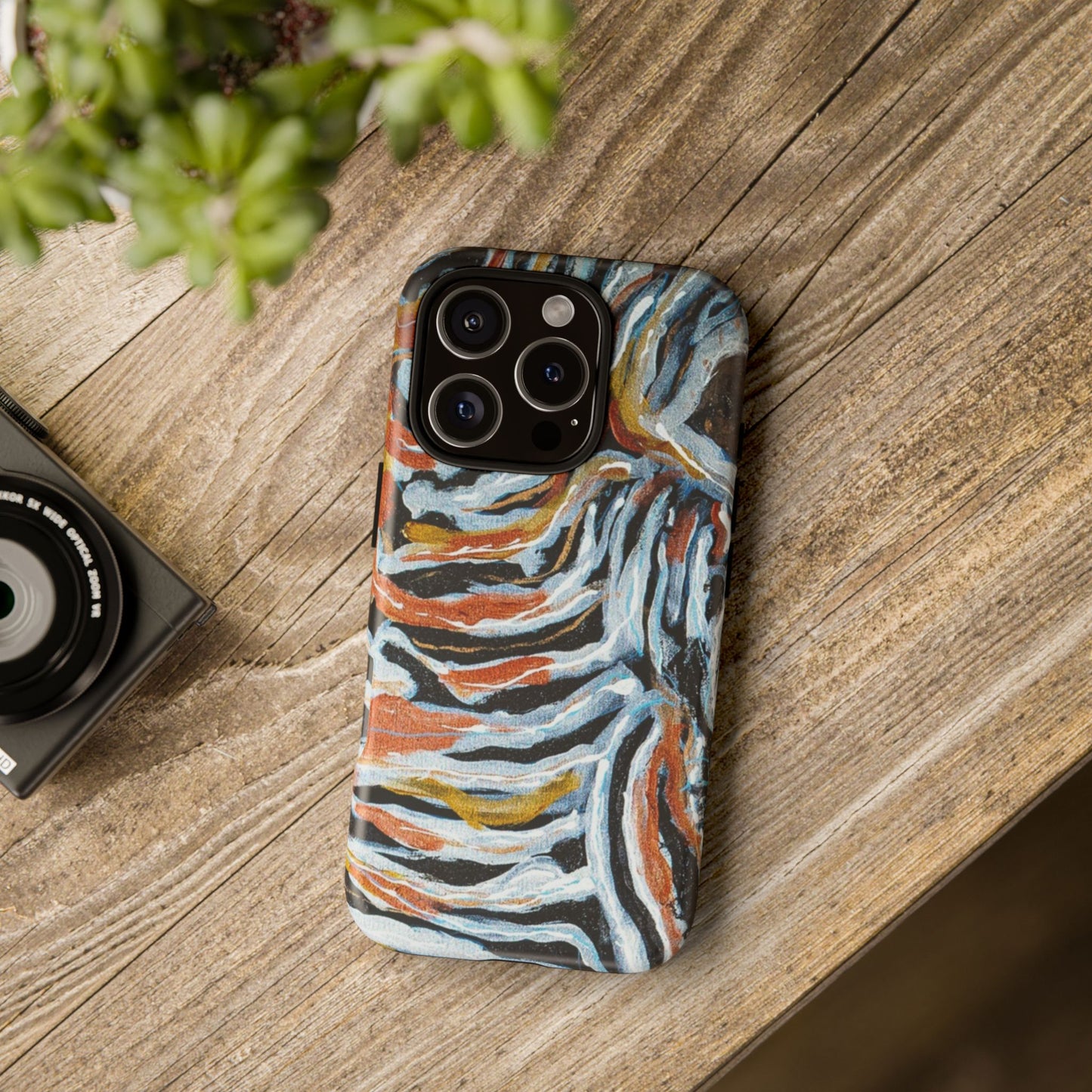 Artistic Tough Phone Case - Twin Zebras Image - Abstract Zebra Design