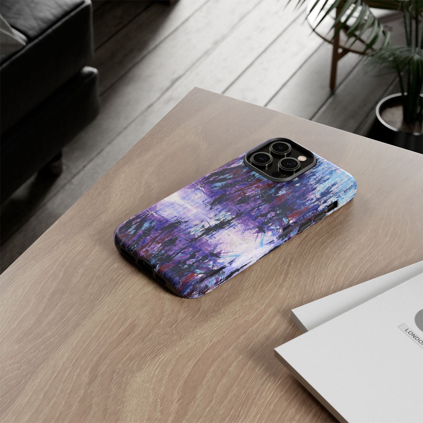 Abstract Purple Phone Case, Stylish & Protective Cover for Art Lovers- White Spring Image