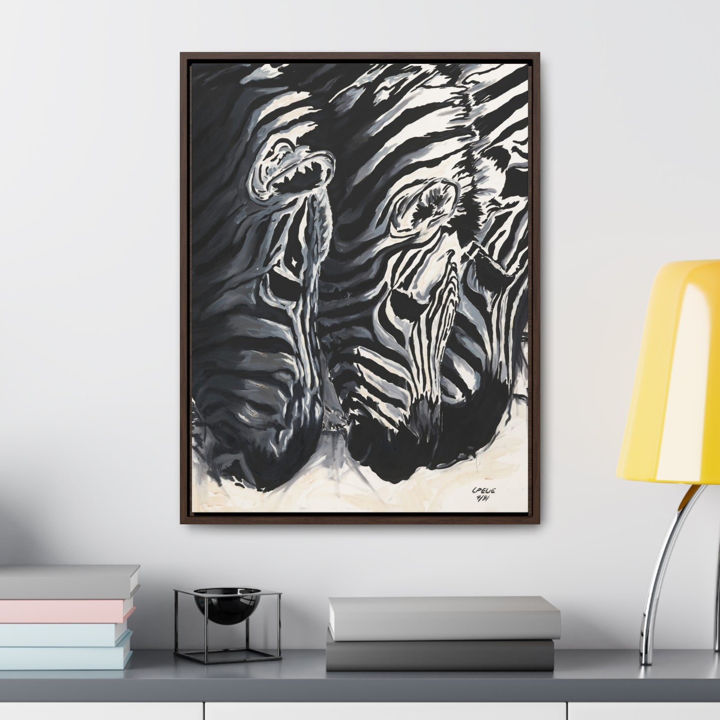 The Baby Zebras - Framed Canvas Print
