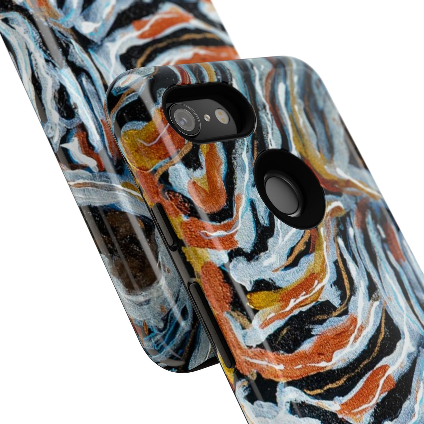 Artistic Tough Phone Case - Twin Zebras Image - Abstract Zebra Design