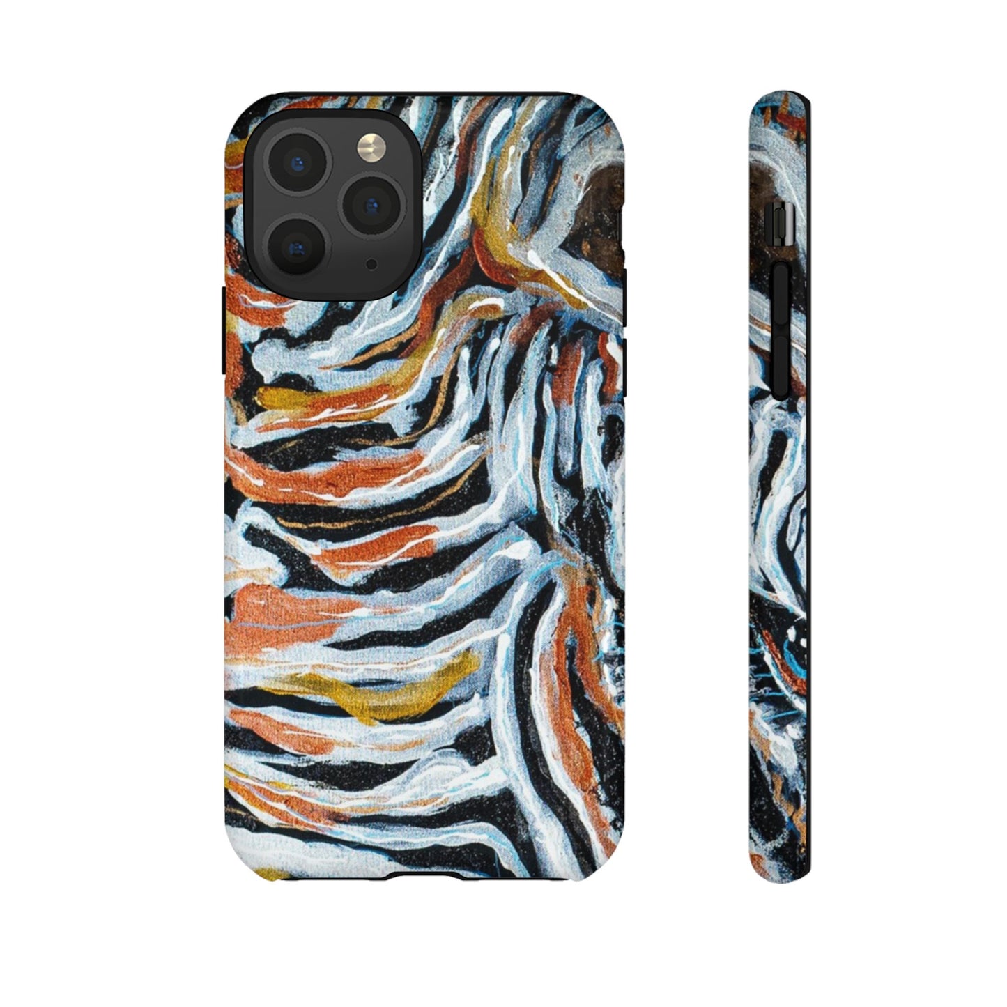 Artistic Tough Phone Case - Twin Zebras Image - Abstract Zebra Design