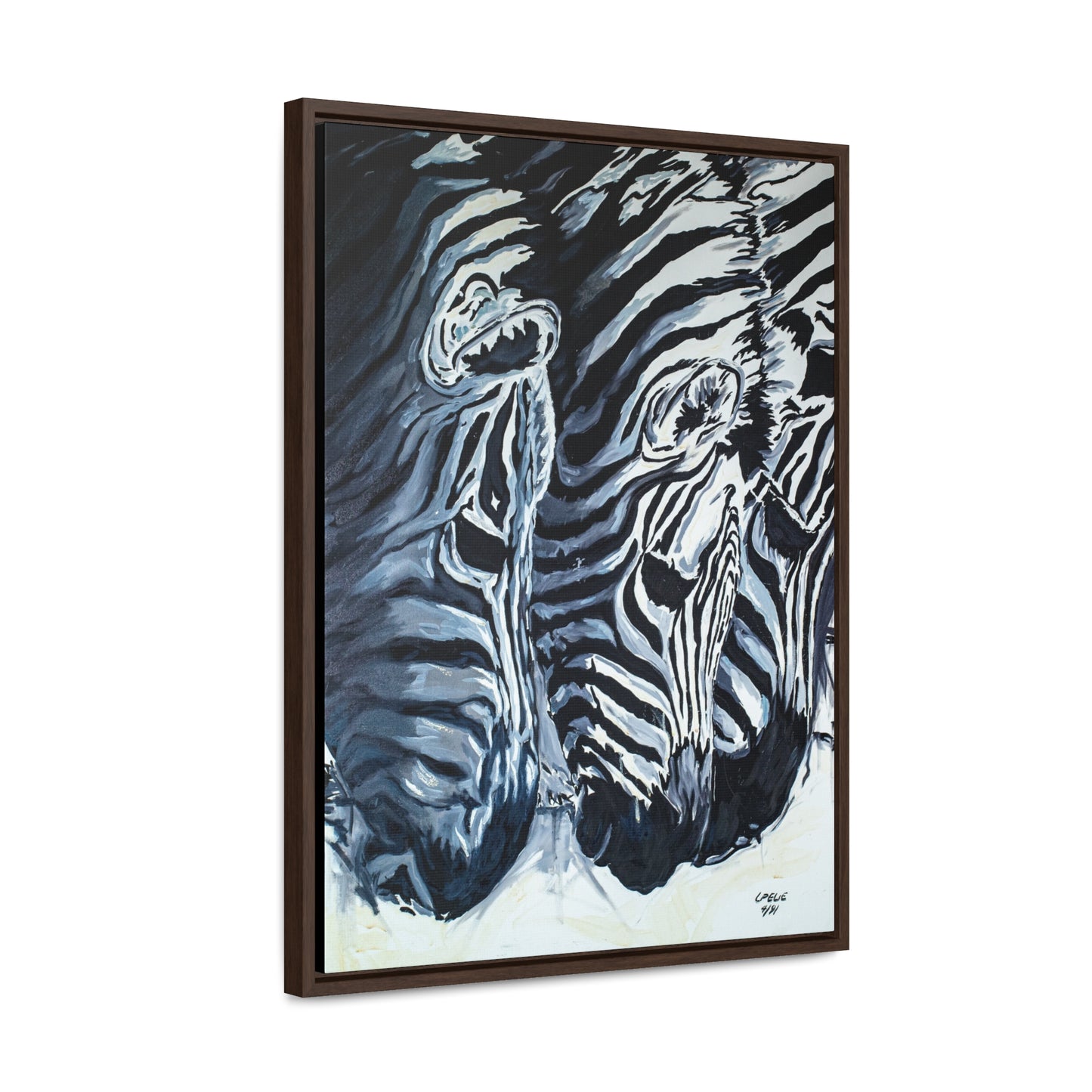 The Baby Zebras - Framed Canvas Print