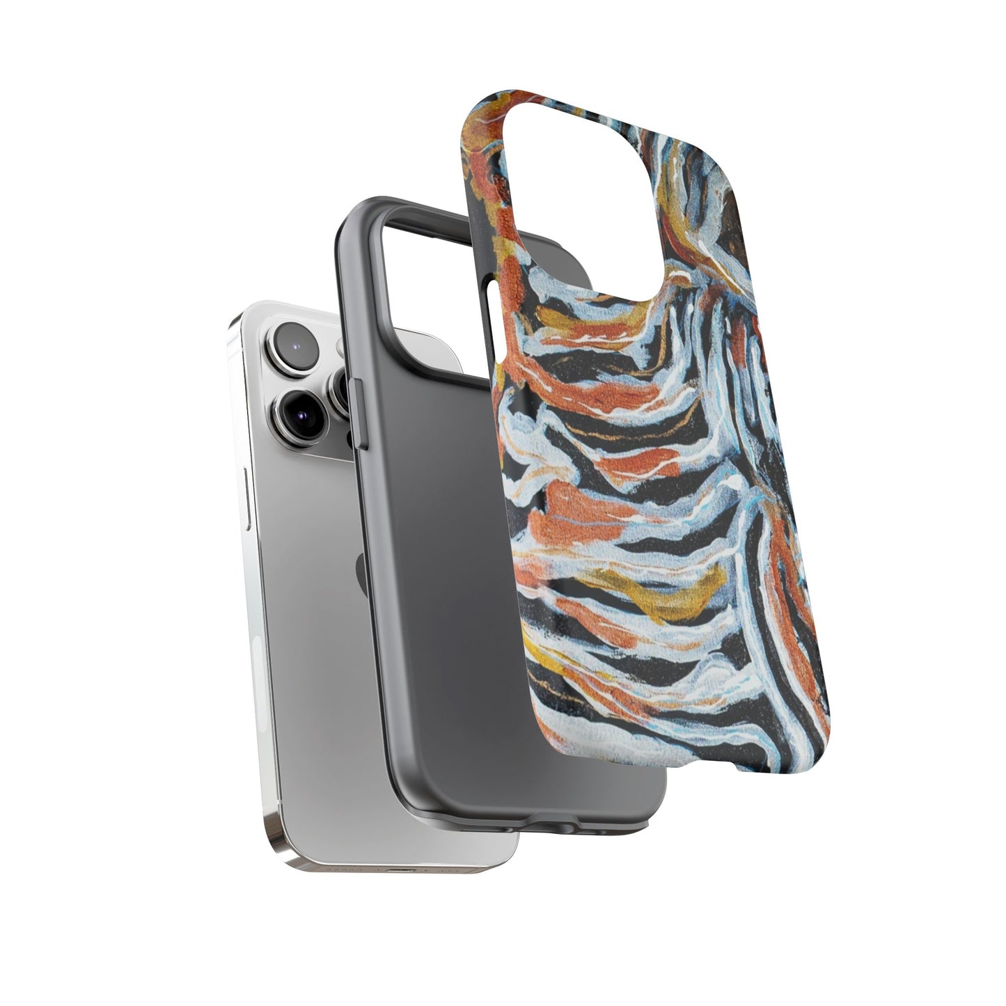 Artistic Tough Phone Case - Twin Zebras Image - Abstract Zebra Design