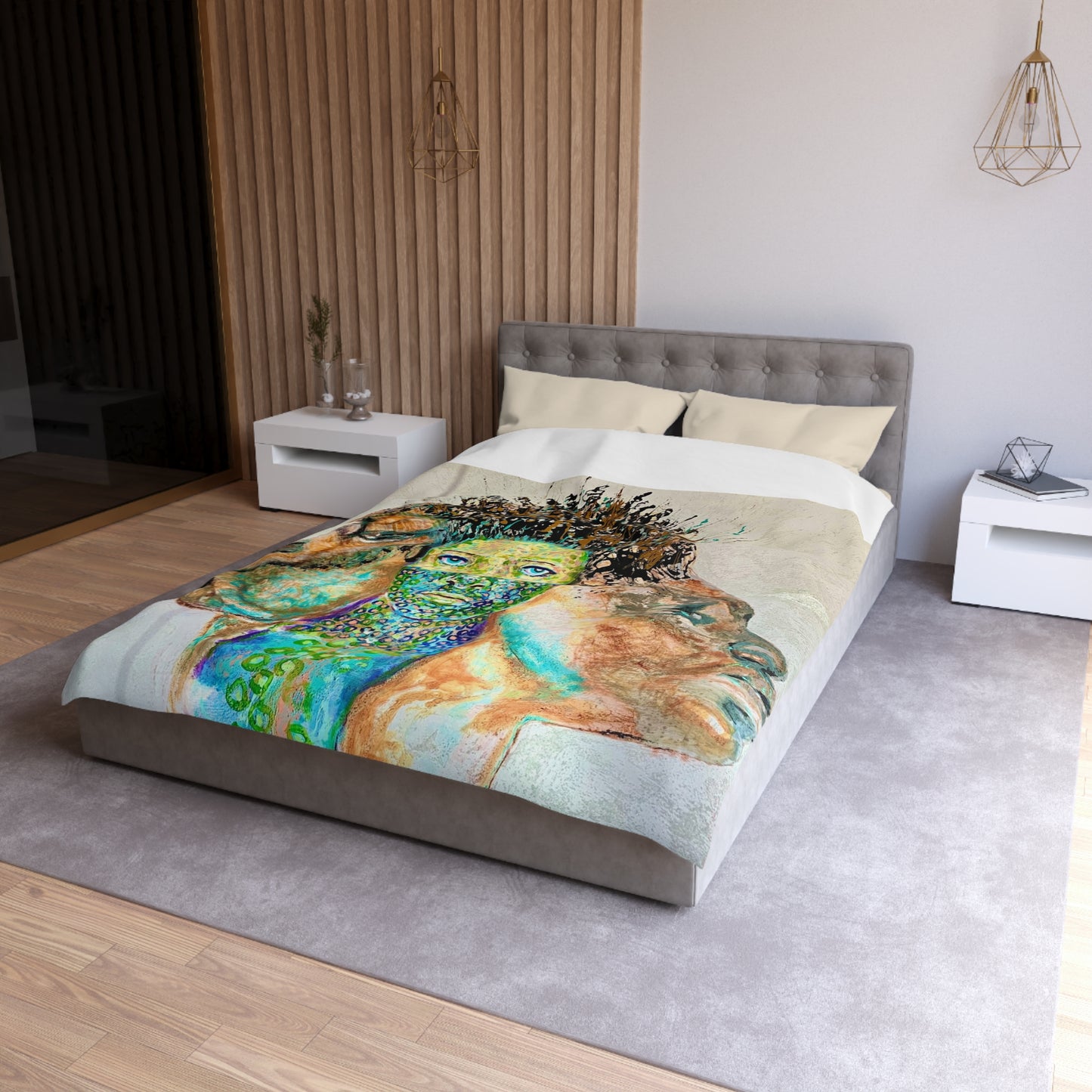 Artistic Microfiber Duvet Cover - Abstract Landscape Design for Modern Bedrooms