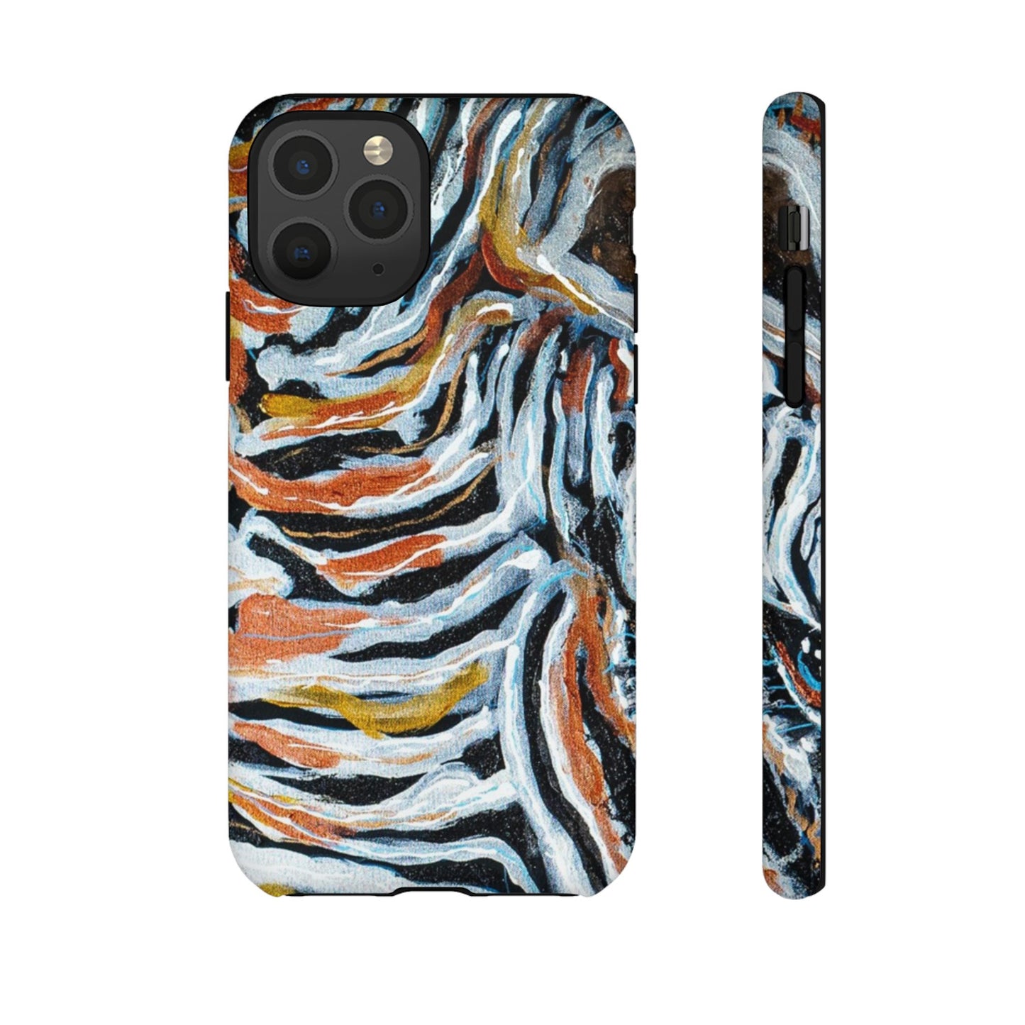 Artistic Tough Phone Case - Twin Zebras Image - Abstract Zebra Design