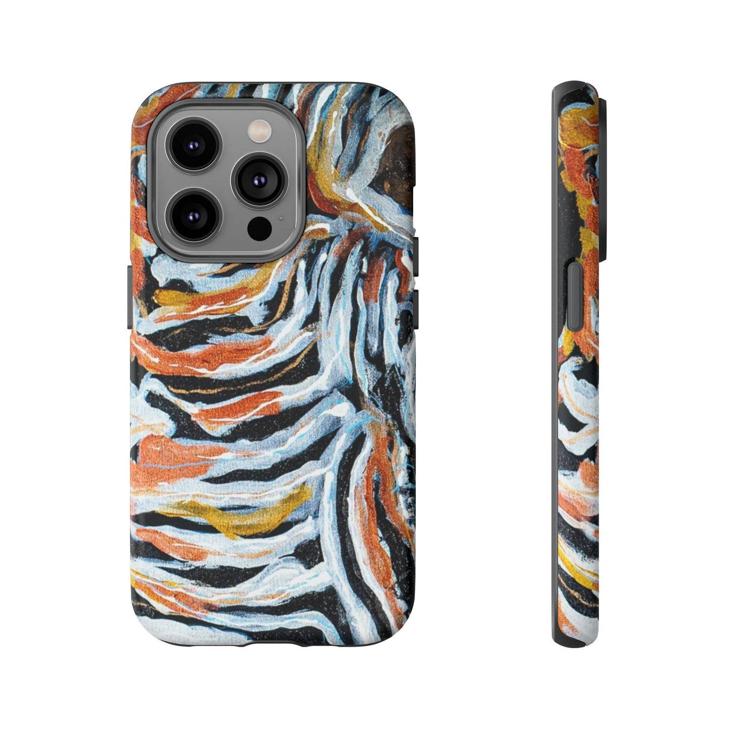 Artistic Tough Phone Case - Twin Zebras Image - Abstract Zebra Design