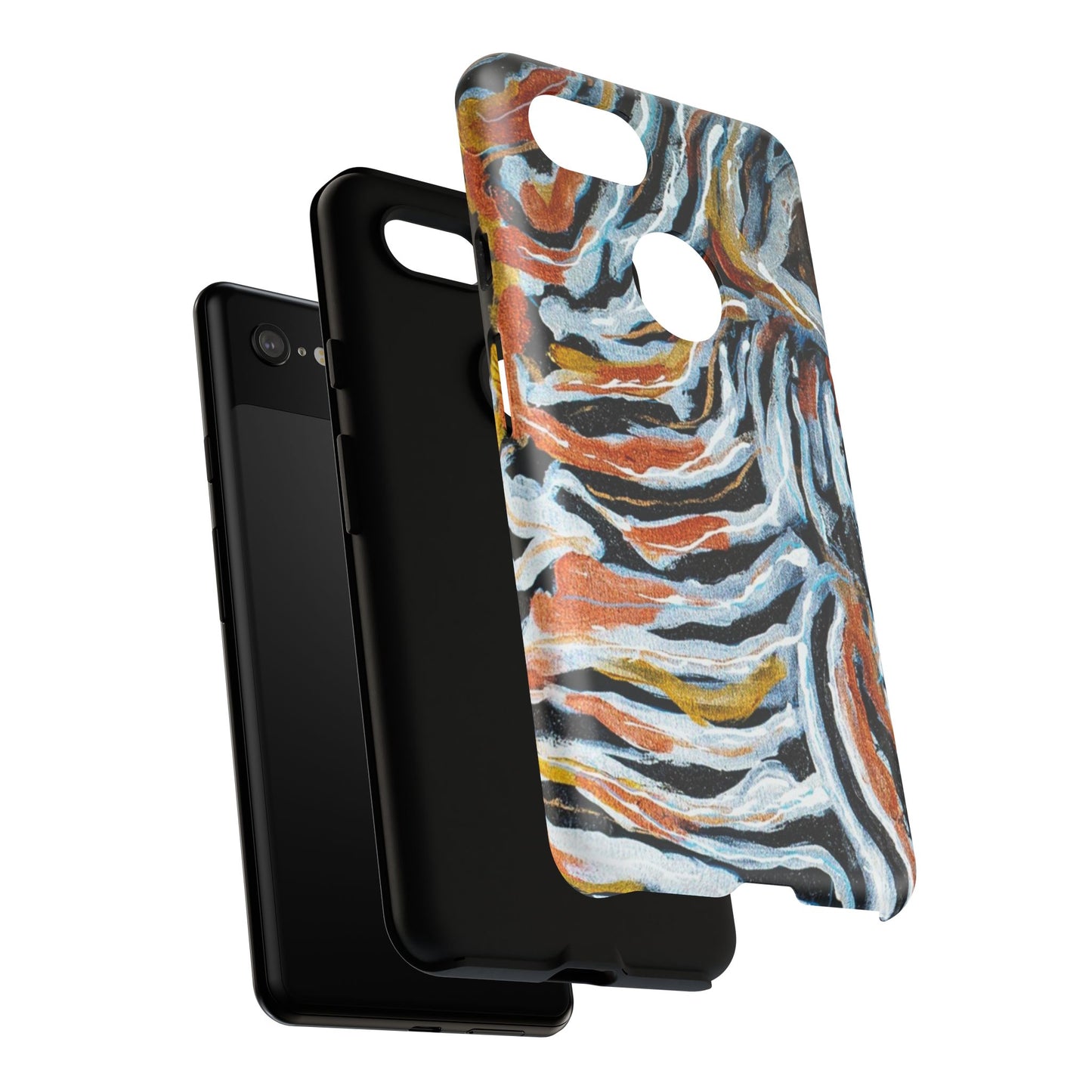 Artistic Tough Phone Case - Twin Zebras Image - Abstract Zebra Design
