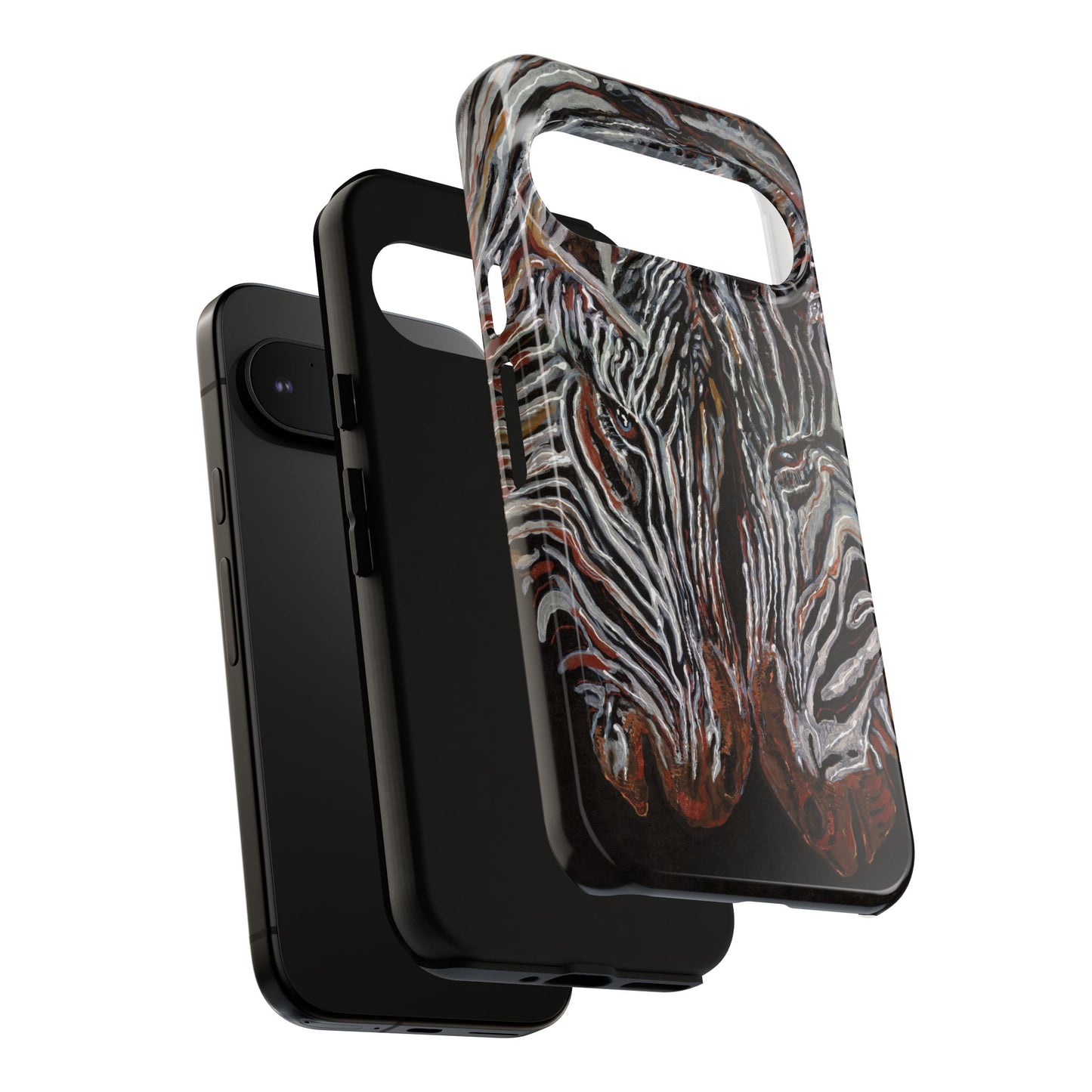 Artistic Zebra Phone Case Twin Zebra Image- Tough Protection for Wildlife Lovers
