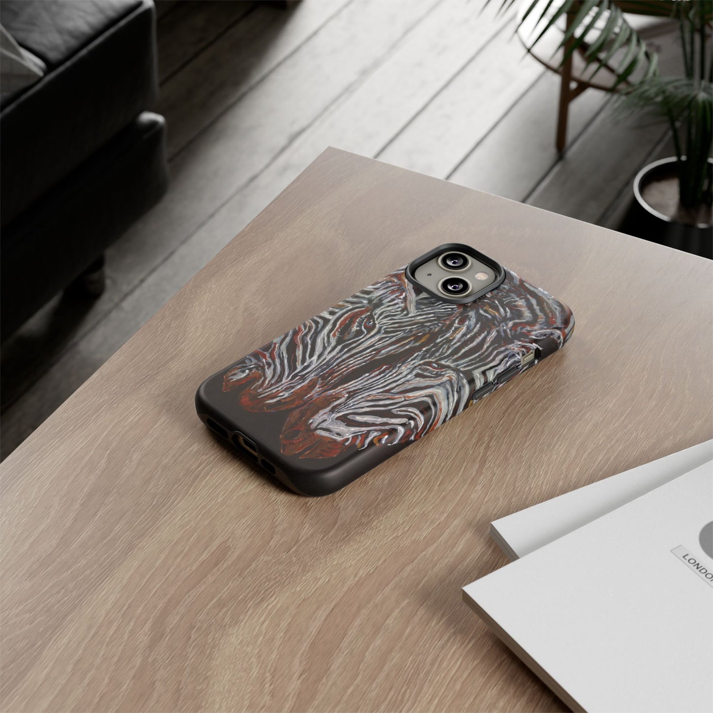 Artistic Zebra Phone Case Twin Zebra Image- Tough Protection for Wildlife Lovers