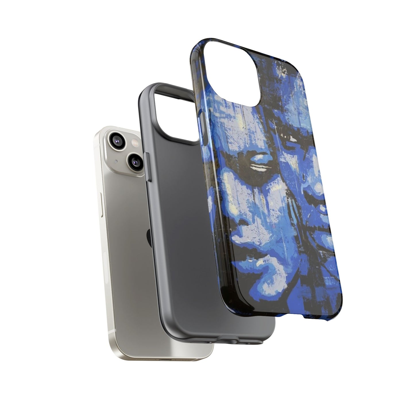 Artistic Phone Case - Tough Cases with Bold Blue Portraits -The Lovers Image