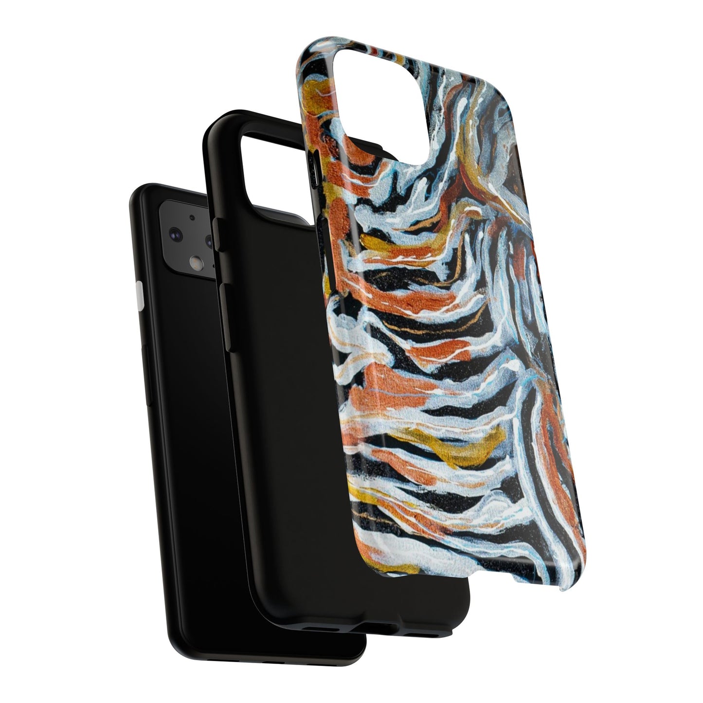 Artistic Tough Phone Case - Twin Zebras Image - Abstract Zebra Design