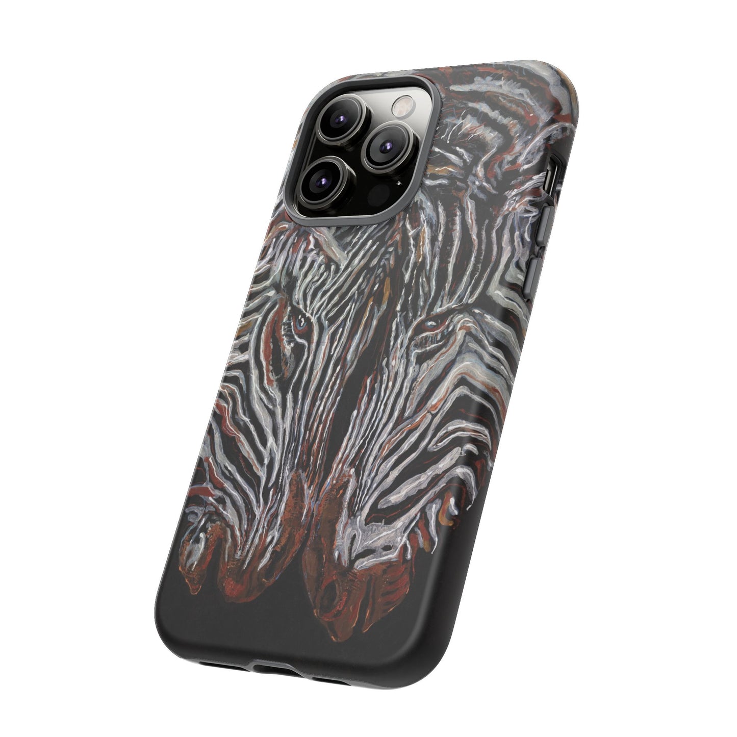 Artistic Zebra Phone Case Twin Zebra Image- Tough Protection for Wildlife Lovers