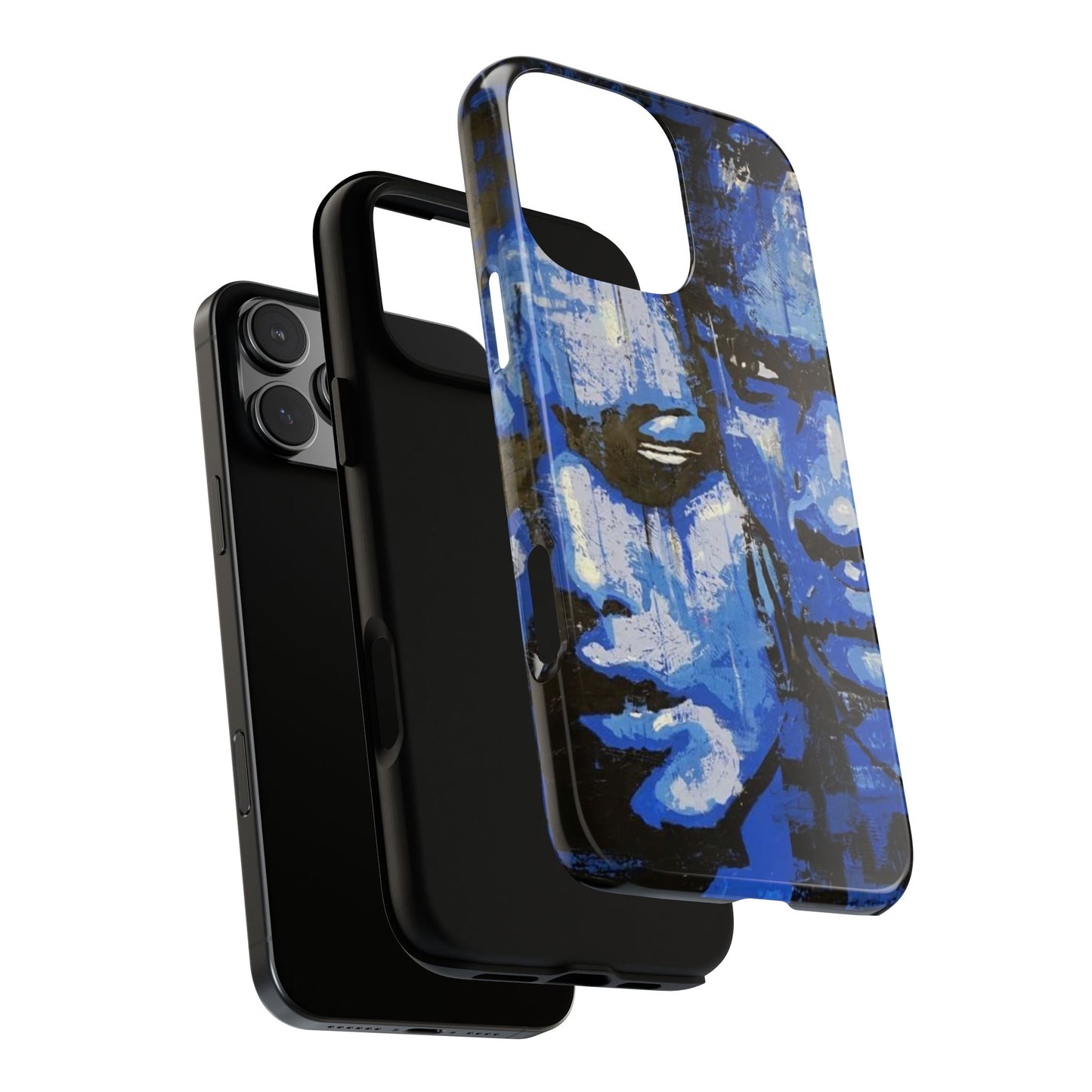 Artistic Phone Case - Tough Cases with Bold Blue Portraits -The Lovers Image