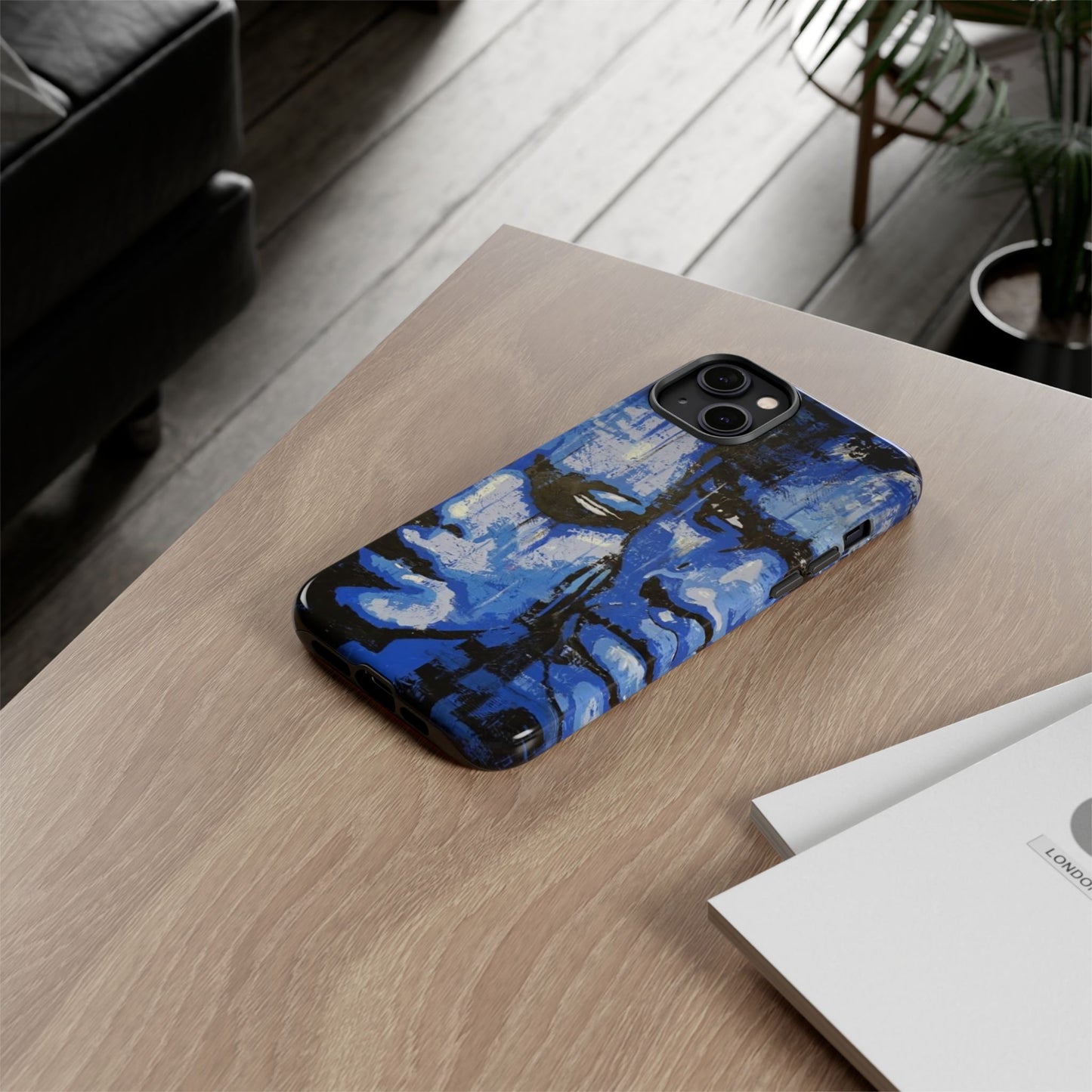 Artistic Phone Case - Tough Cases with Bold Blue Portraits -The Lovers Image