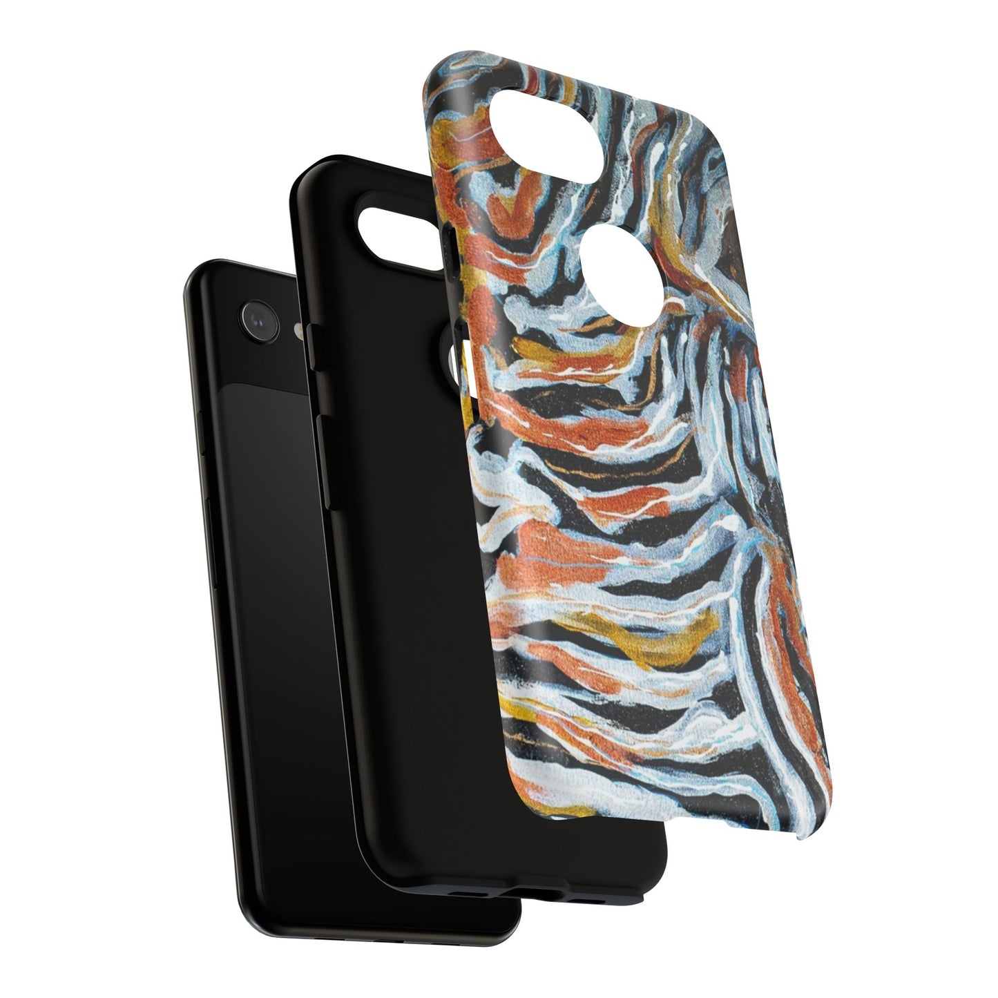 Artistic Tough Phone Case - Twin Zebras Image - Abstract Zebra Design