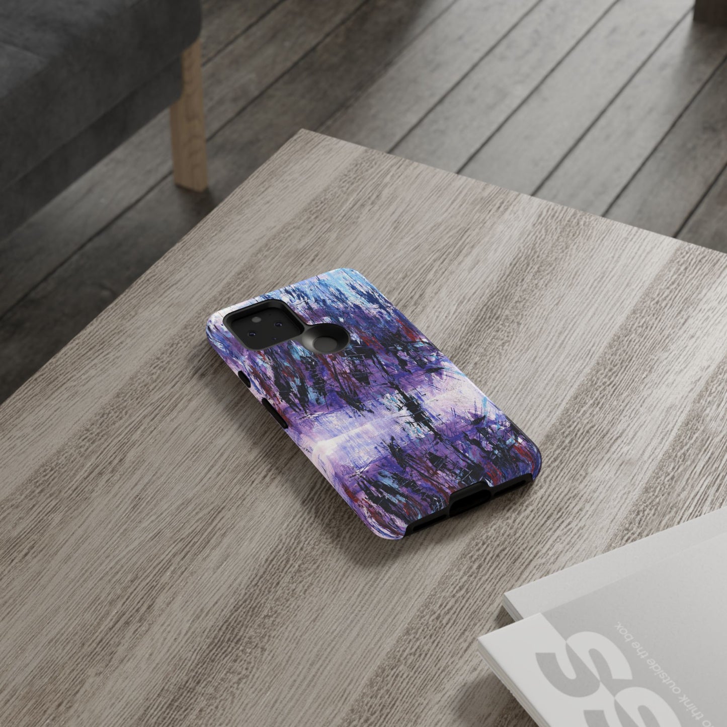 Abstract Purple Phone Case, Stylish & Protective Cover for Art Lovers- White Spring Image