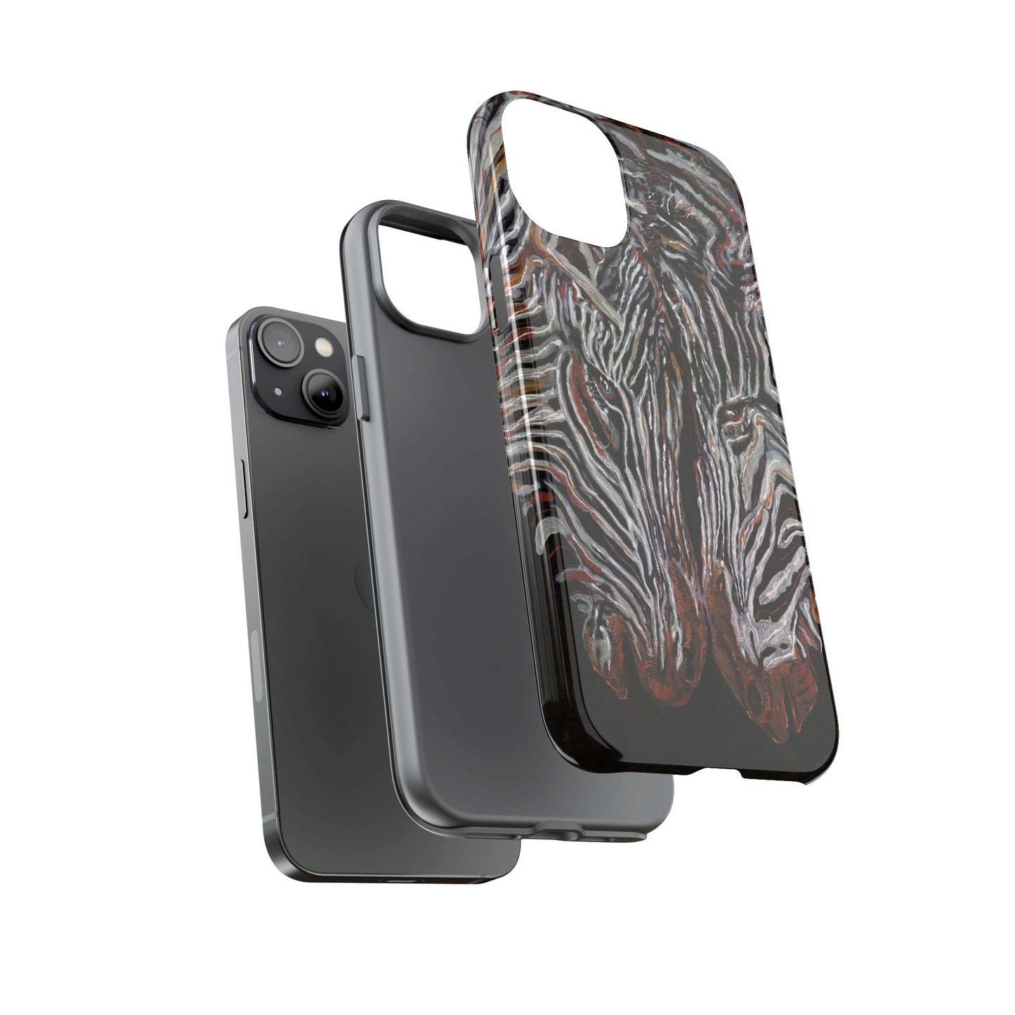 Artistic Zebra Phone Case Twin Zebra Image- Tough Protection for Wildlife Lovers