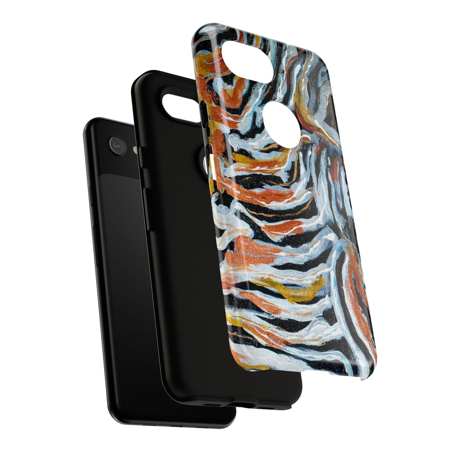 Artistic Tough Phone Case - Twin Zebras Image - Abstract Zebra Design