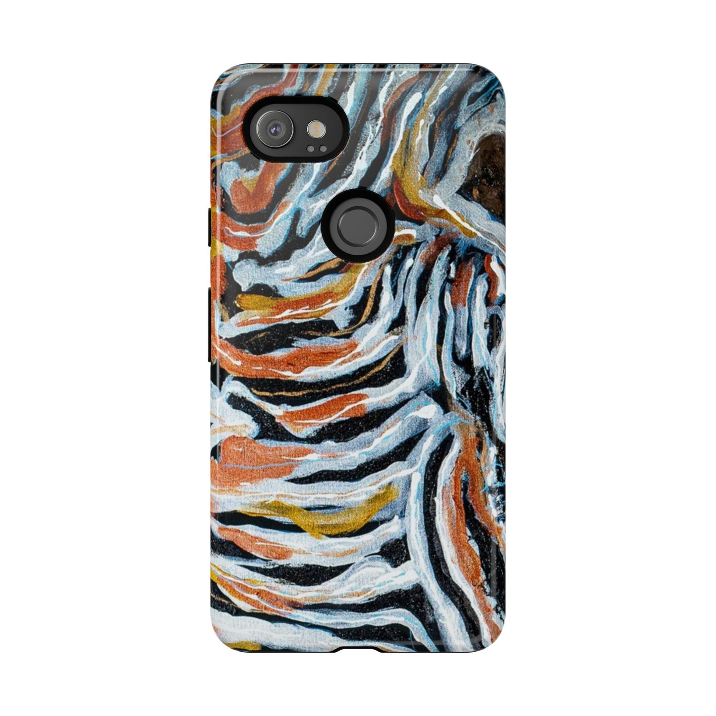 Artistic Tough Phone Case - Twin Zebras Image - Abstract Zebra Design