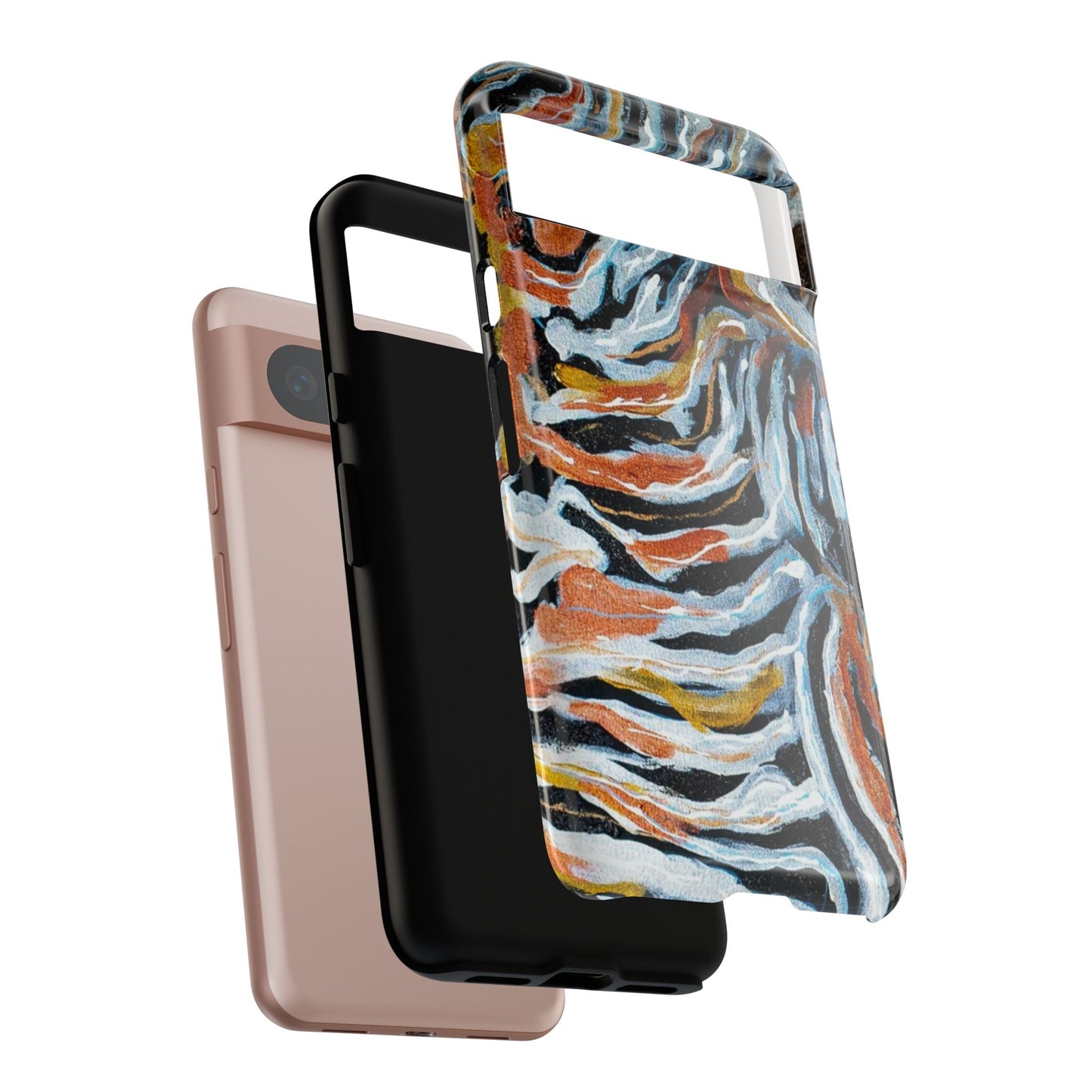 Artistic Tough Phone Case - Twin Zebras Image - Abstract Zebra Design