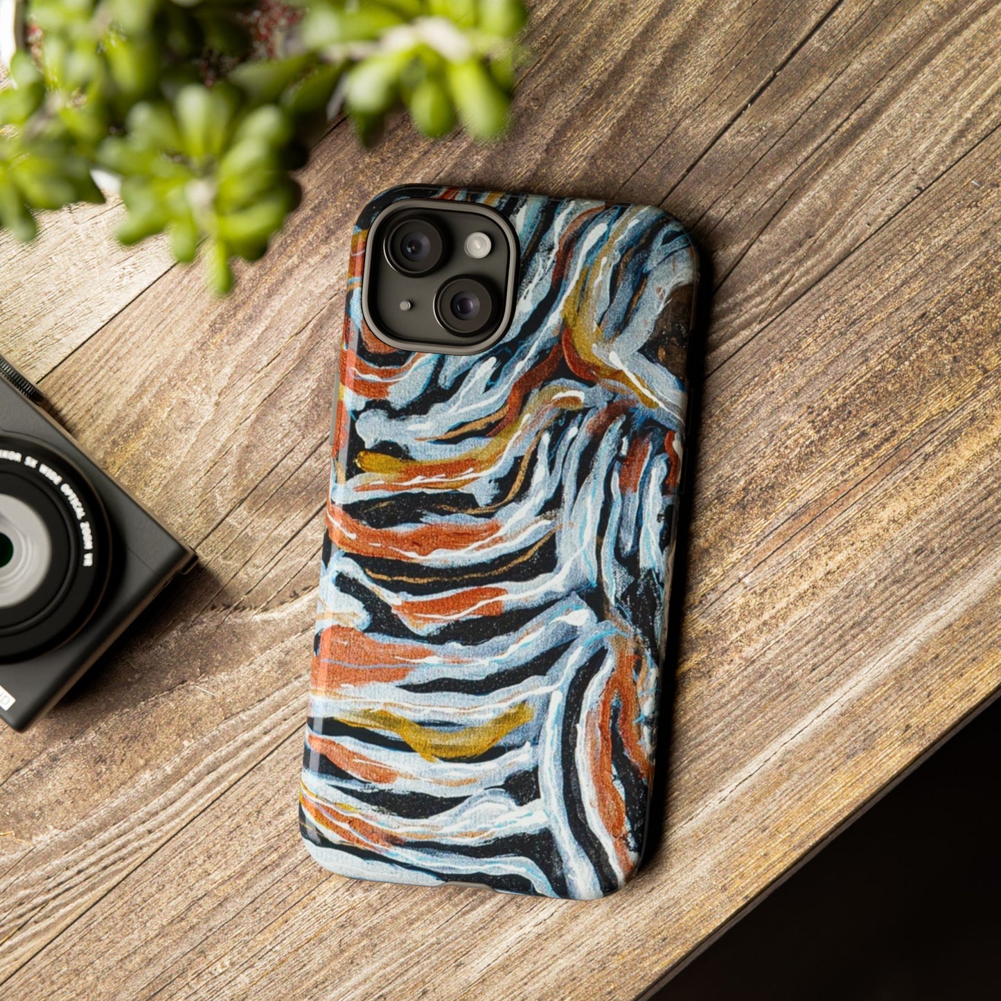 Artistic Tough Phone Case - Twin Zebras Image - Abstract Zebra Design