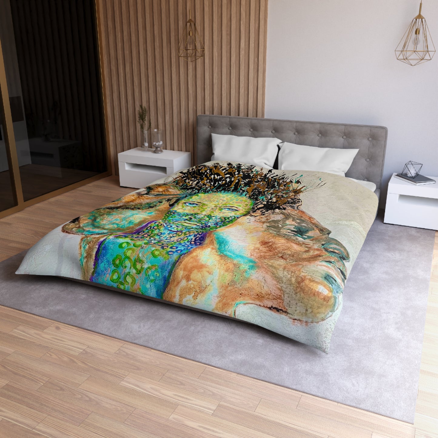 Artistic Microfiber Duvet Cover - Abstract Landscape Design for Modern Bedrooms