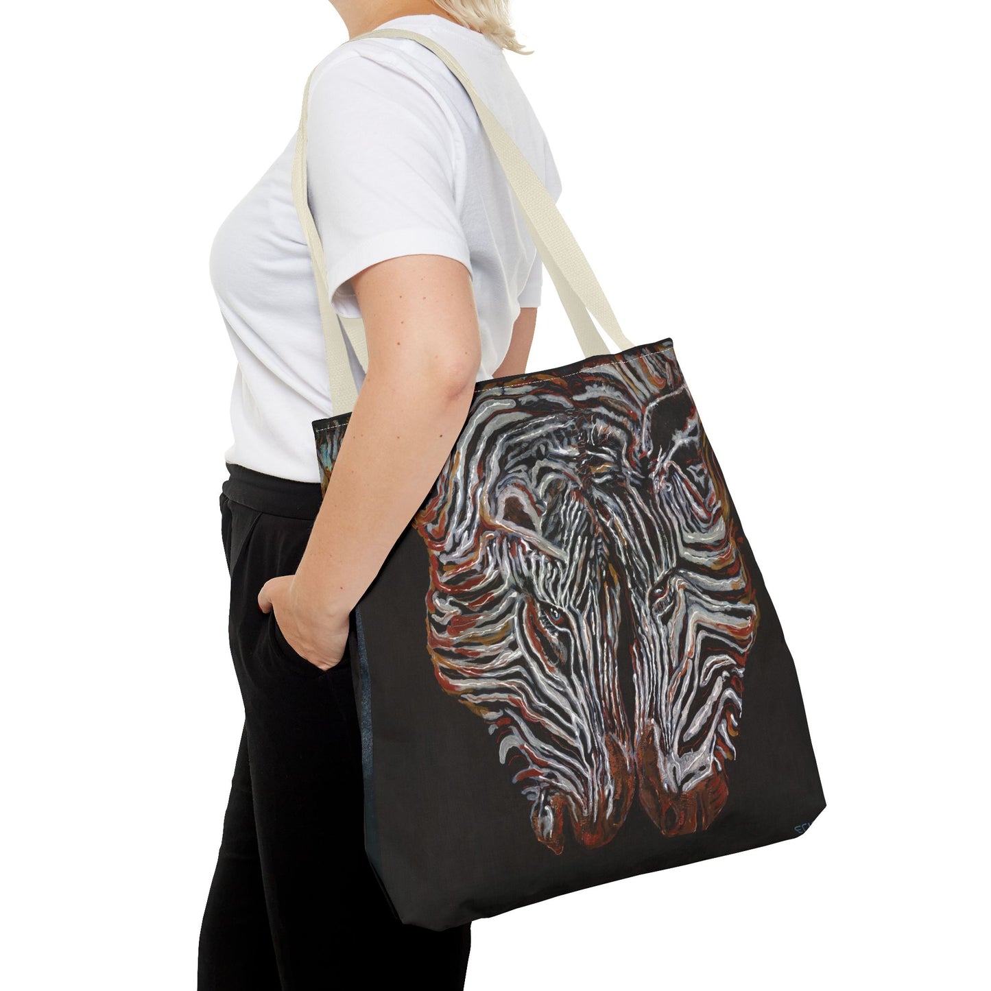Twin Zebras Image- Tote Bag