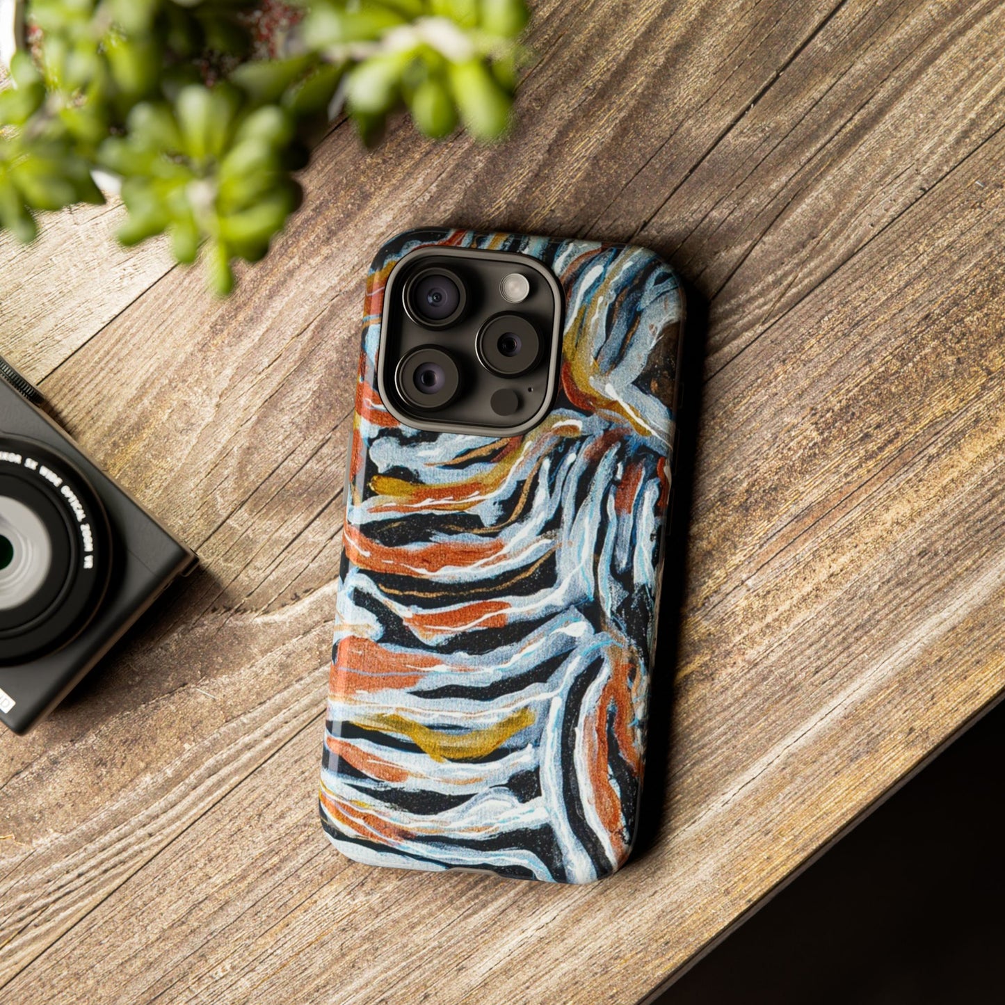Artistic Tough Phone Case - Twin Zebras Image - Abstract Zebra Design