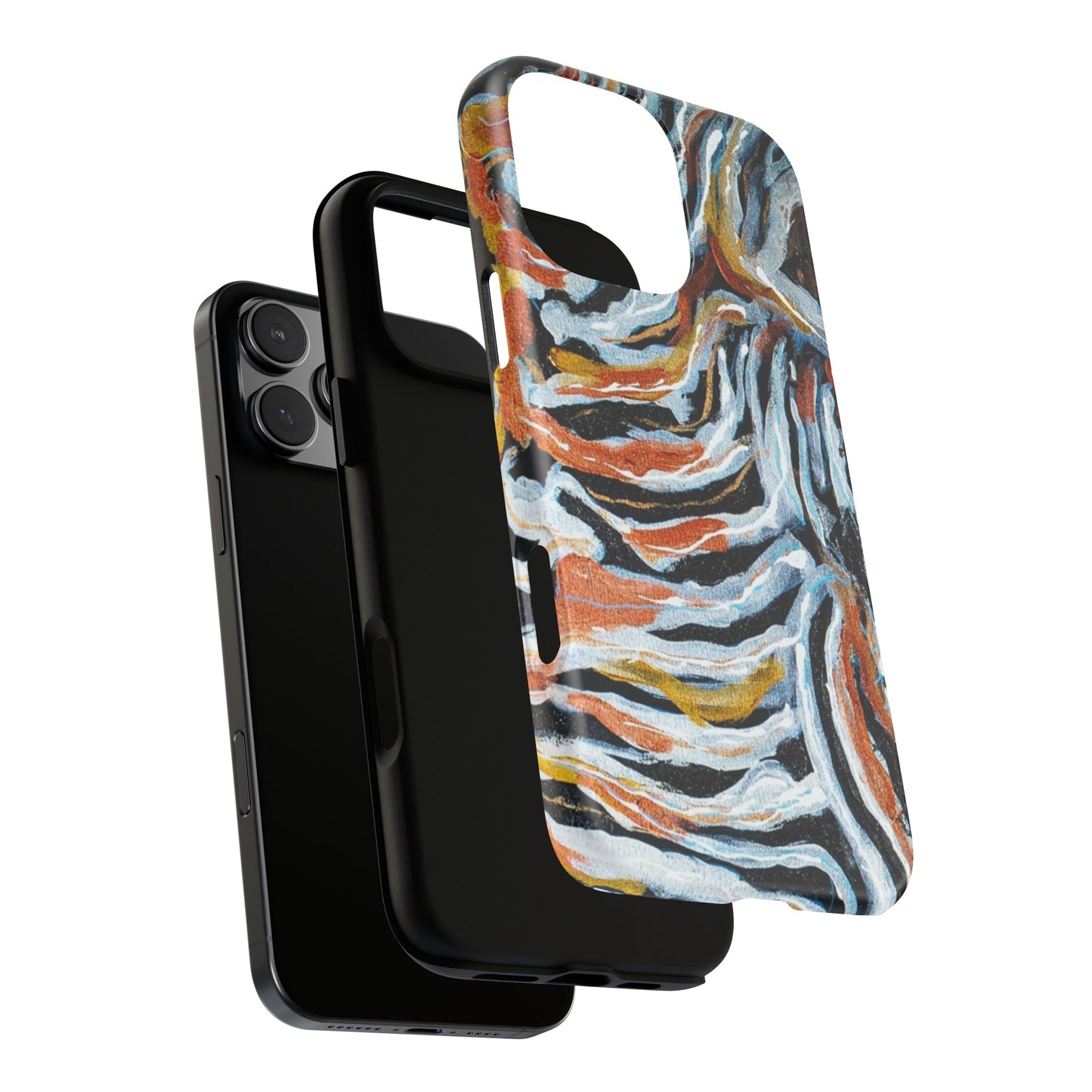 Artistic Tough Phone Case - Twin Zebras Image - Abstract Zebra Design