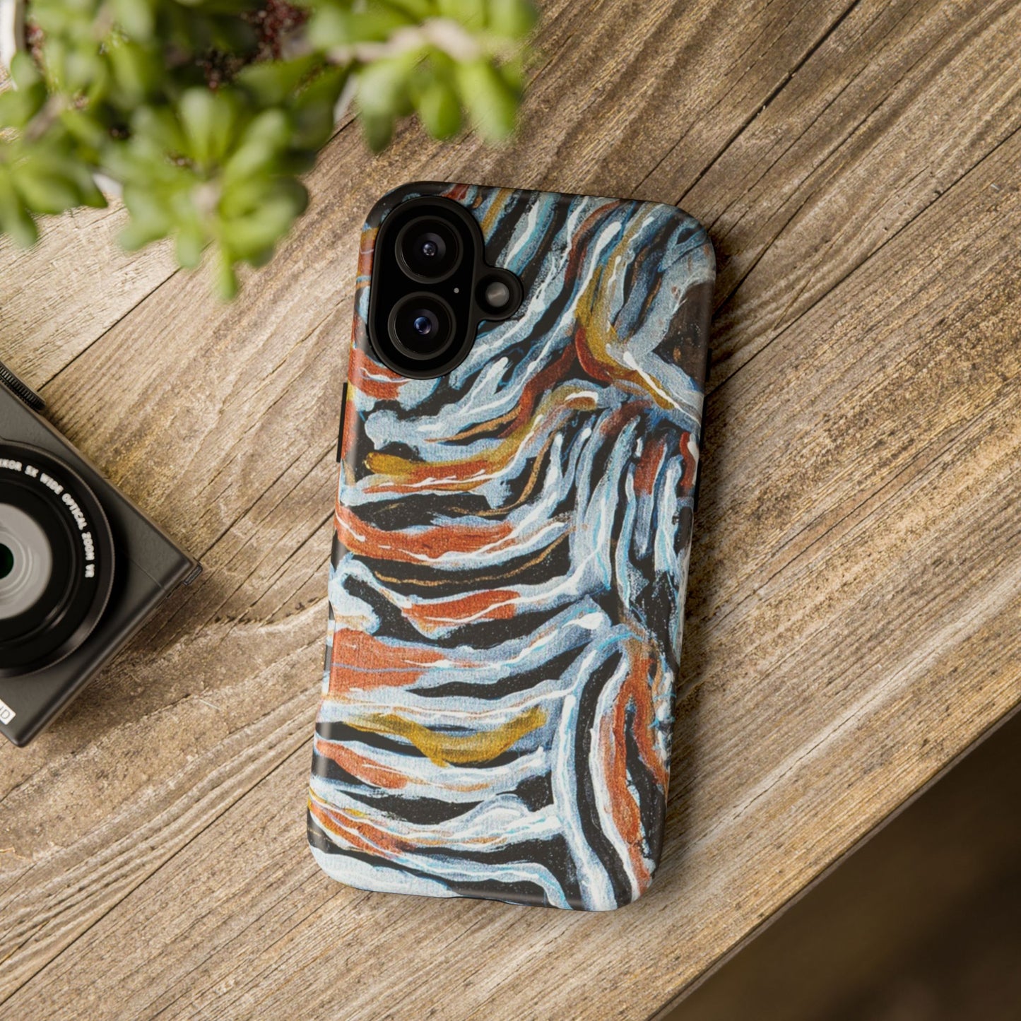 Artistic Tough Phone Case - Twin Zebras Image - Abstract Zebra Design