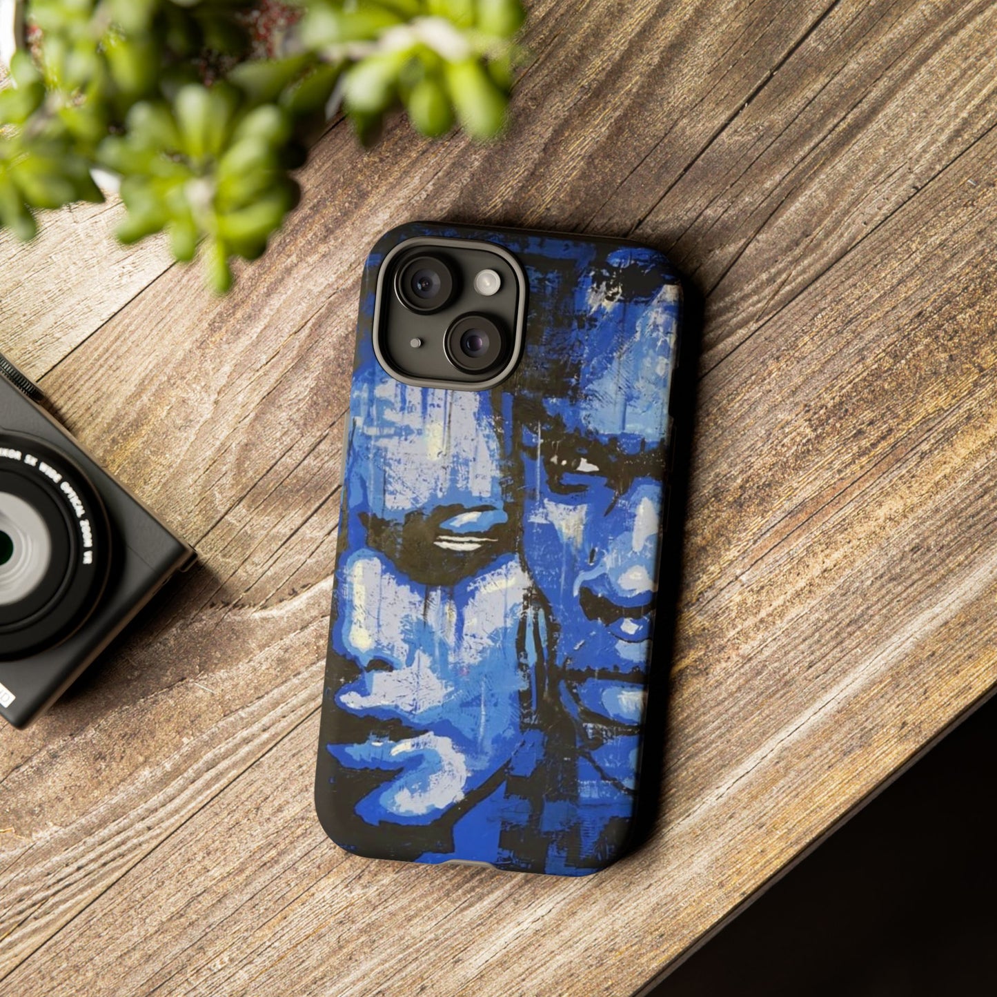 Artistic Phone Case - Tough Cases with Bold Blue Portraits -The Lovers Image