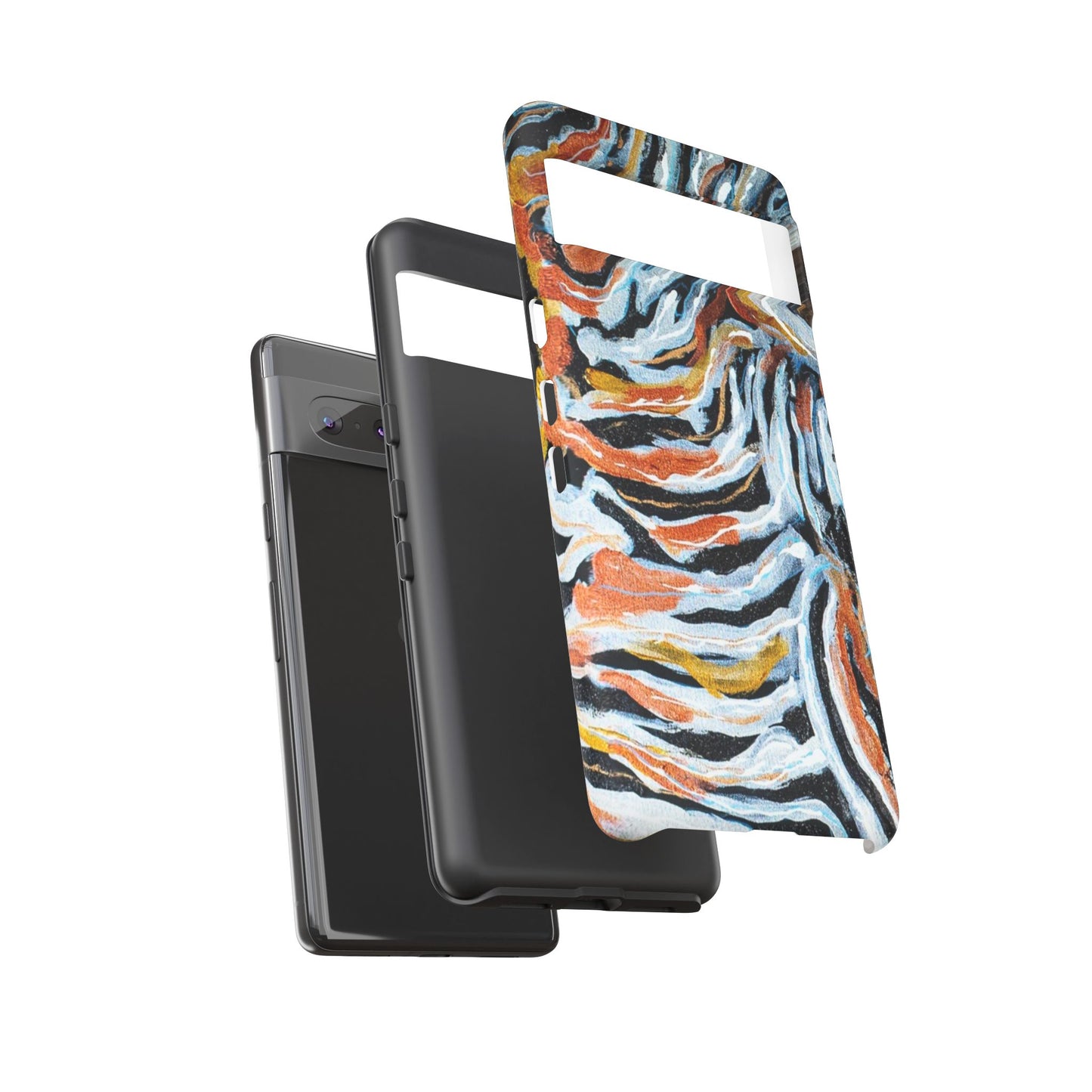 Artistic Tough Phone Case - Twin Zebras Image - Abstract Zebra Design
