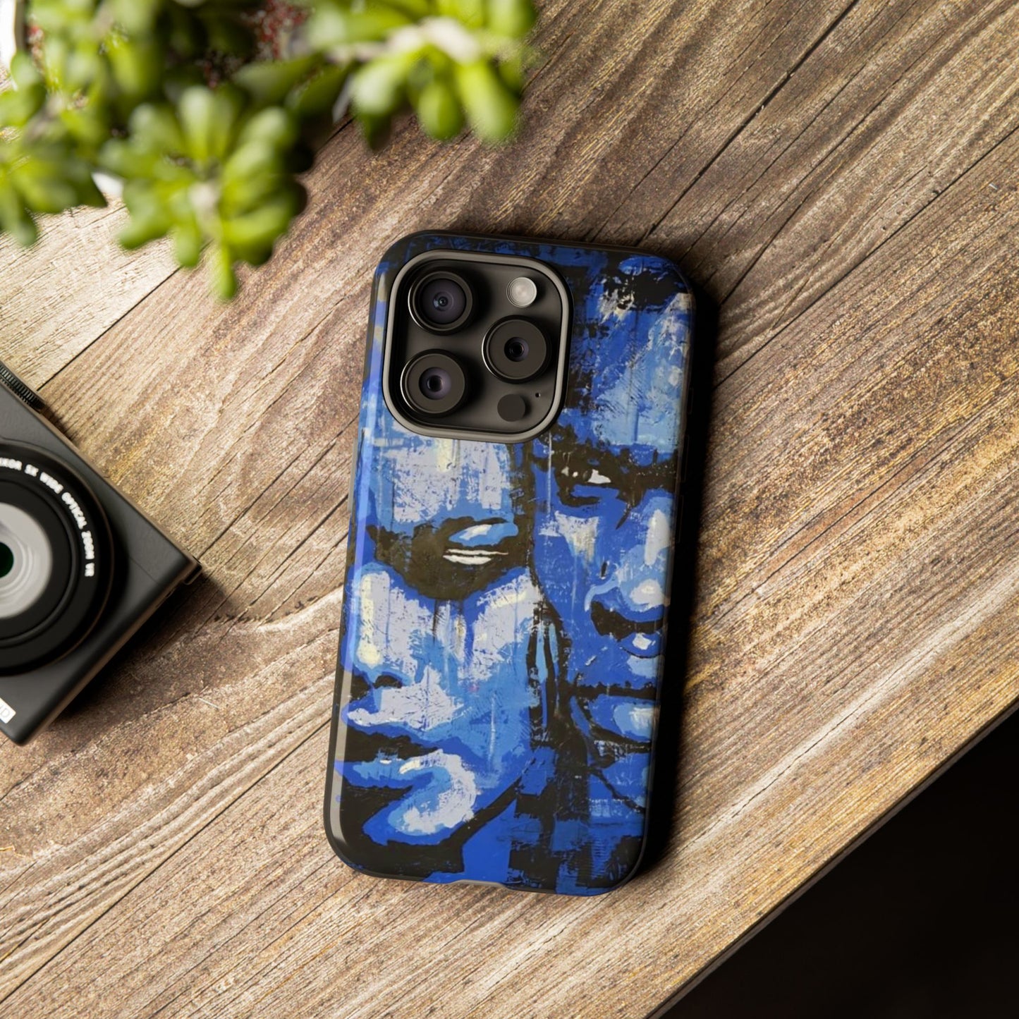Artistic Phone Case - Tough Cases with Bold Blue Portraits -The Lovers Image