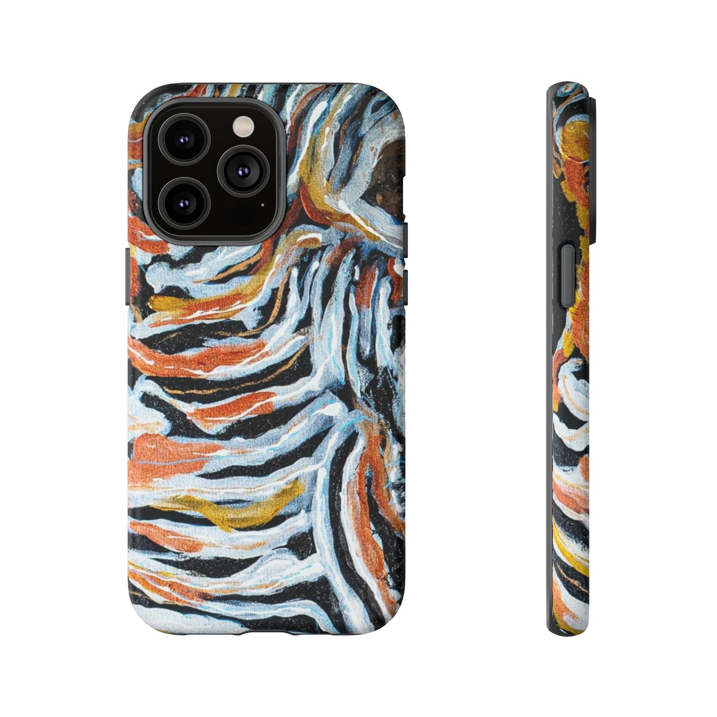 Artistic Tough Phone Case - Twin Zebras Image - Abstract Zebra Design