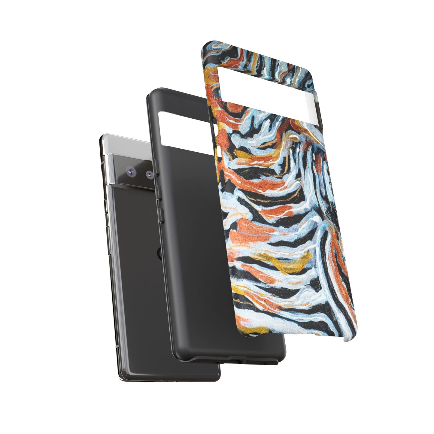 Artistic Tough Phone Case - Twin Zebras Image - Abstract Zebra Design