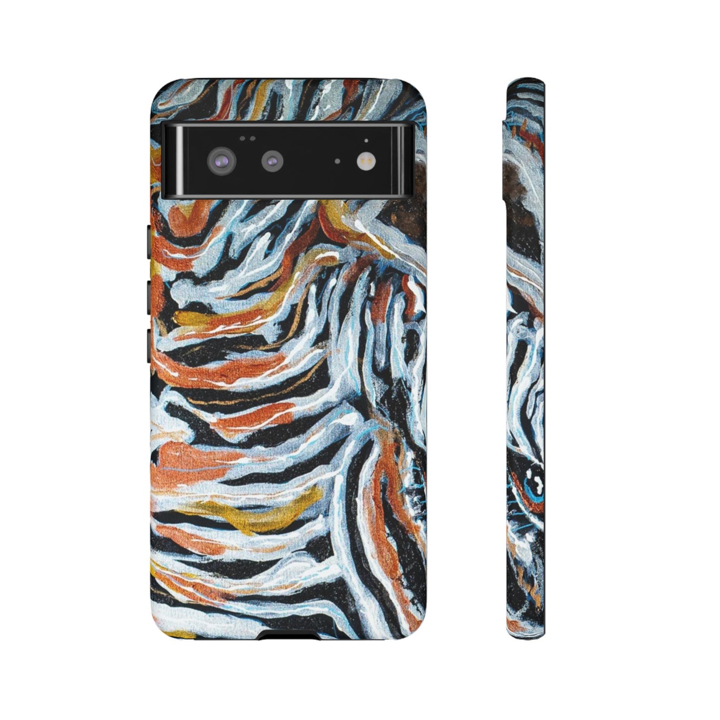 Artistic Tough Phone Case - Twin Zebras Image - Abstract Zebra Design