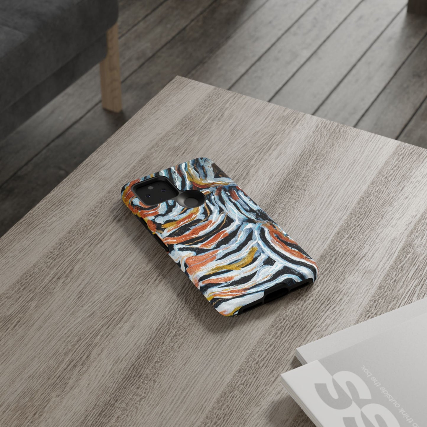 Artistic Tough Phone Case - Twin Zebras Image - Abstract Zebra Design