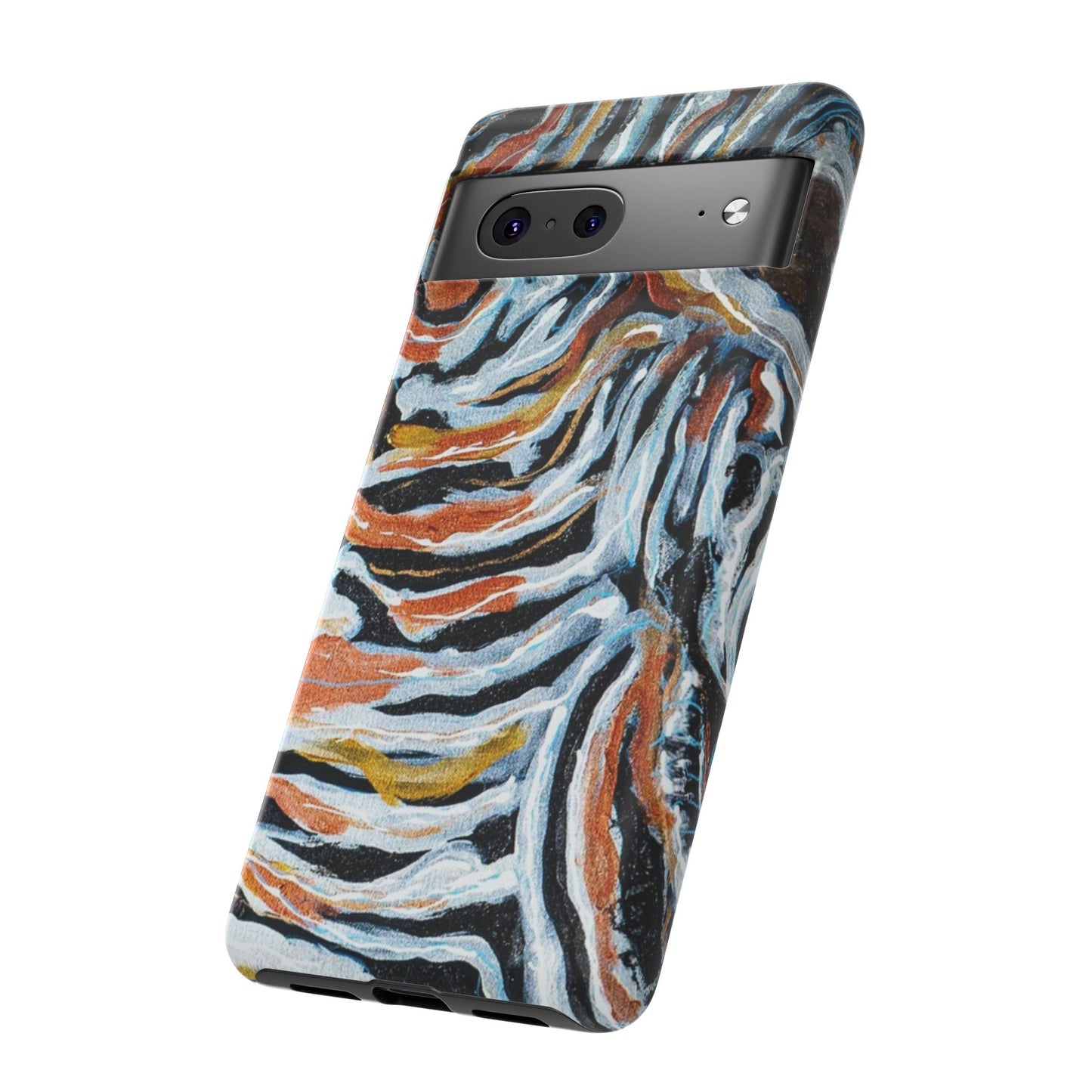 Artistic Tough Phone Case - Twin Zebras Image - Abstract Zebra Design