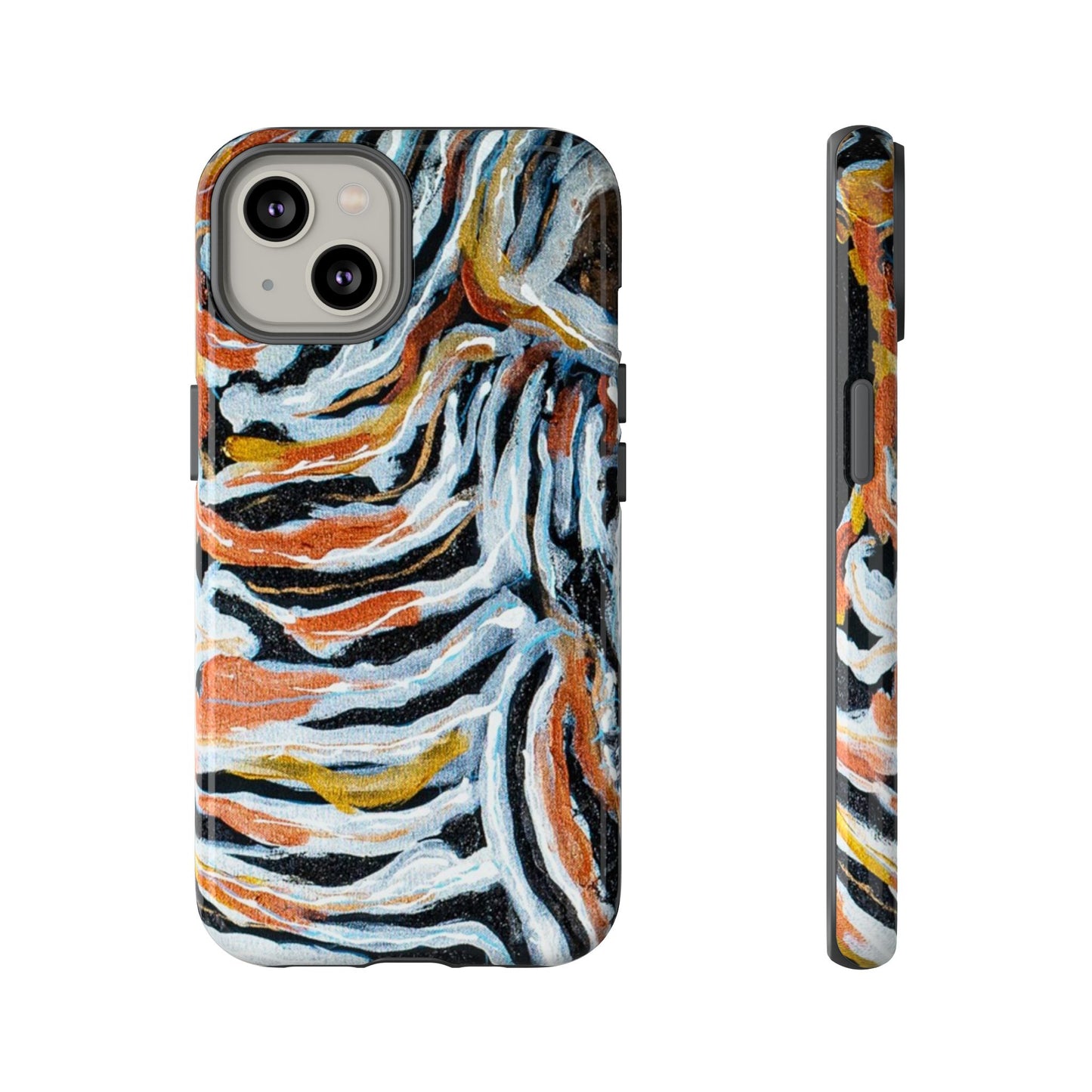 Artistic Tough Phone Case - Twin Zebras Image - Abstract Zebra Design