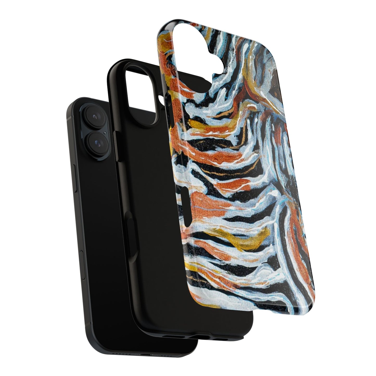 Artistic Tough Phone Case - Twin Zebras Image - Abstract Zebra Design
