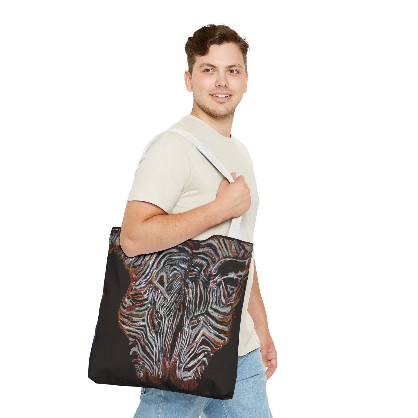 Twin Zebras Image- Tote Bag